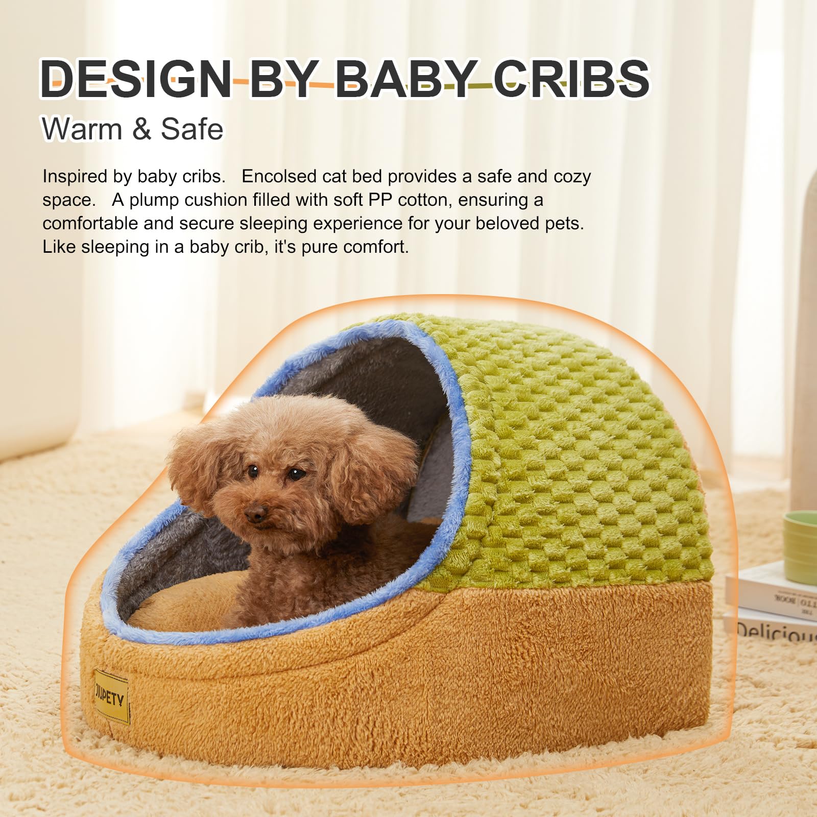 Jiupety Cat Beds For Indoor Cats, Cat Cave Bed And Kitten Bed, Hideway Cat House For Cat & Small Dog With Anti-Slip Bottom, Wash