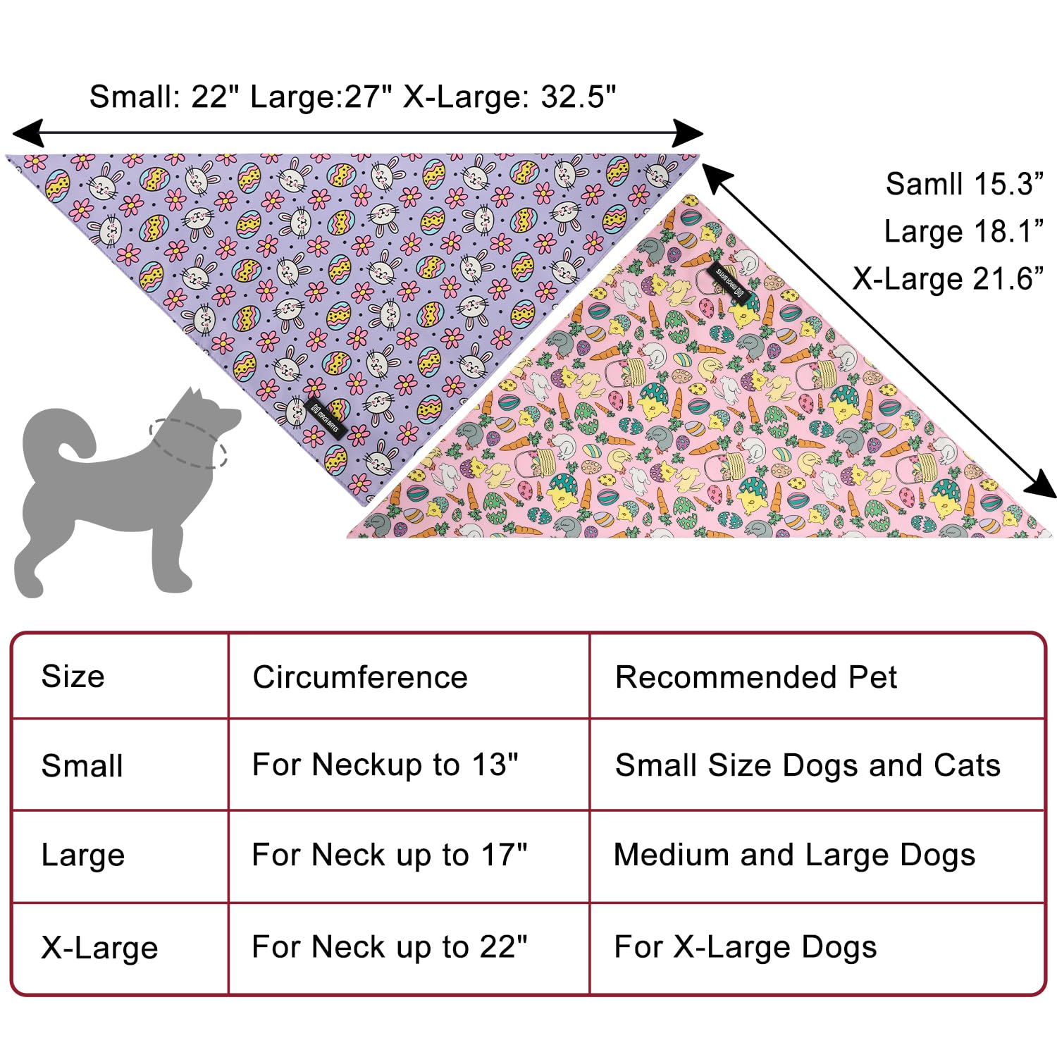 Maca Bates 2 Pack Easter Day Dog Bandana Bunny Rabbit Egg Corrot Esater'S Gift Dogs Scarf Purple And Pink Soft Puppy Bandanas Pe