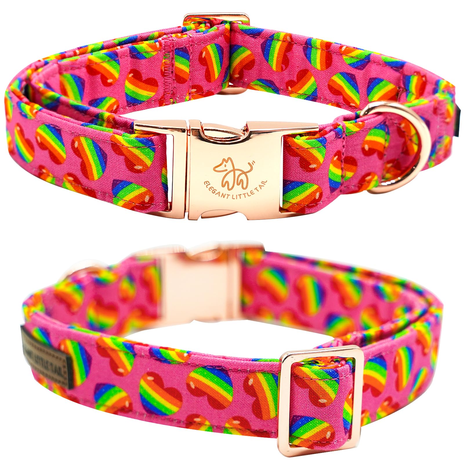Elegant Little Tail Dog Collar, Rainbow Pet Collars Dogs Lgbt For Pride Month Puppy Collar Girl Boy Adjustable Dog Collar For La