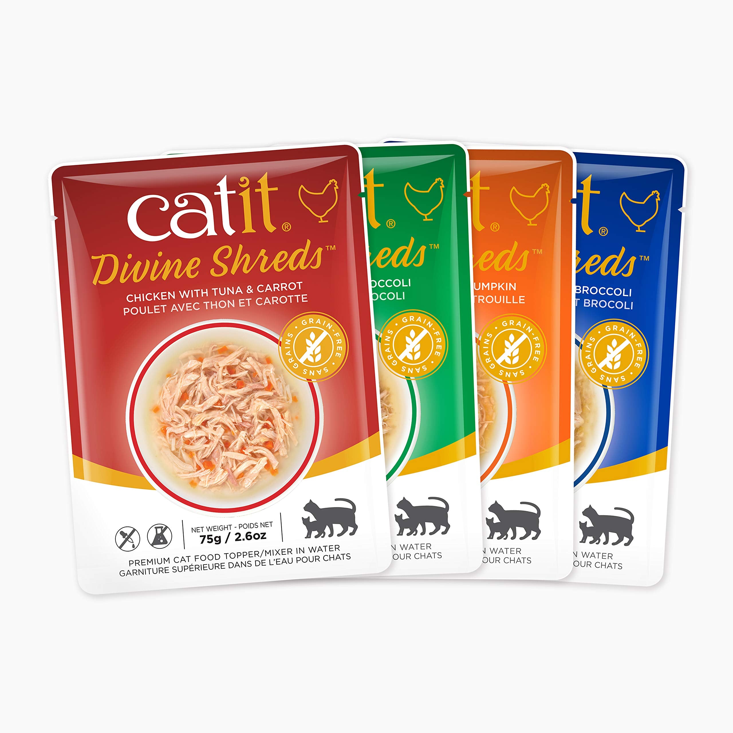 Catit Divine Shreds Premium Cat Food Topper, Chicken, 12 Pack, 1 Count, Model 44689