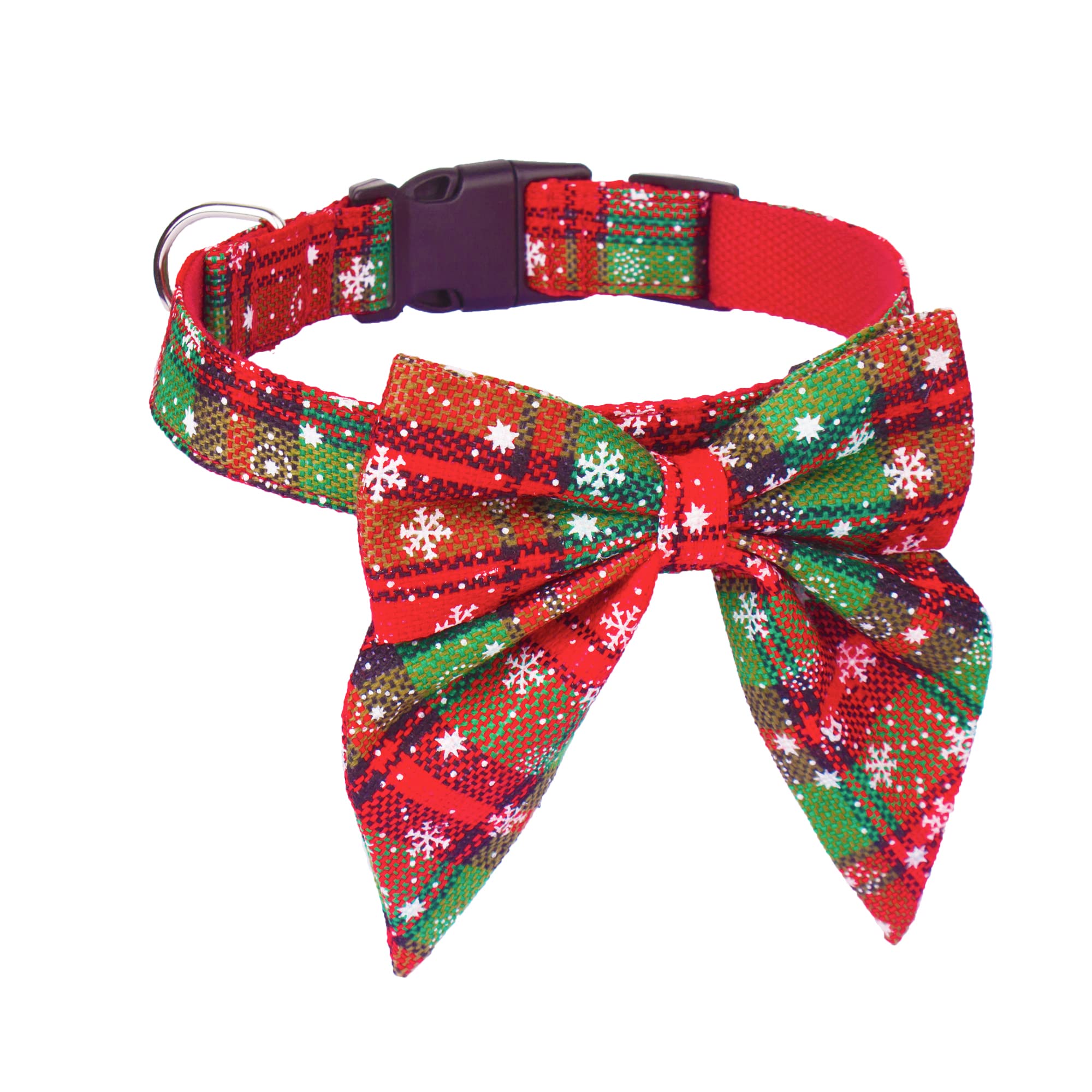 Adoggygo Christmas Dog Collar With Bow, Adjustable Cotton Red Bowtie Dog Christmas Collars For Small Medium Large Dogs Pets (Medium, Xmas)