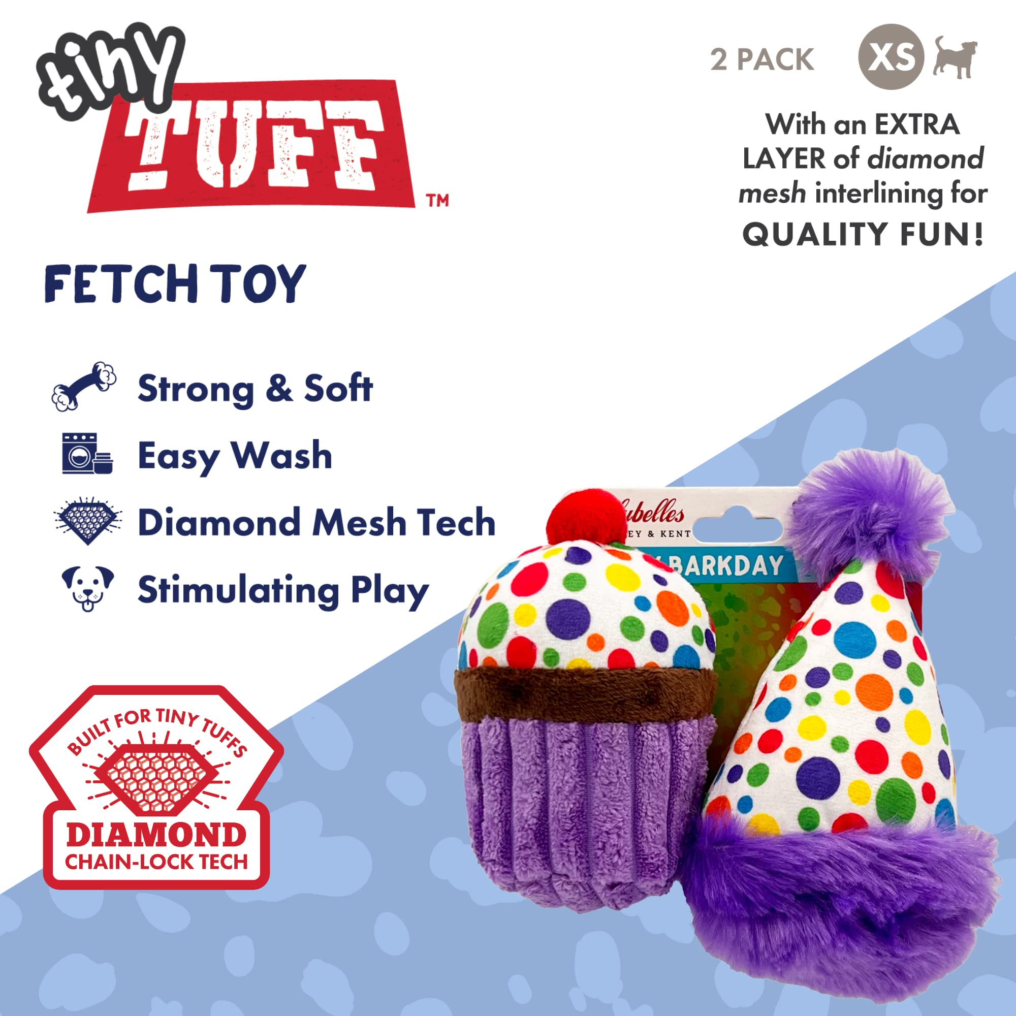 Huxley & Kent Tiny Tuff | It'S My Barkday | Extra Tough Dog Toy For Small Dogs | 2-Pack Funny Dog Toy | Features Squeaker, Crink