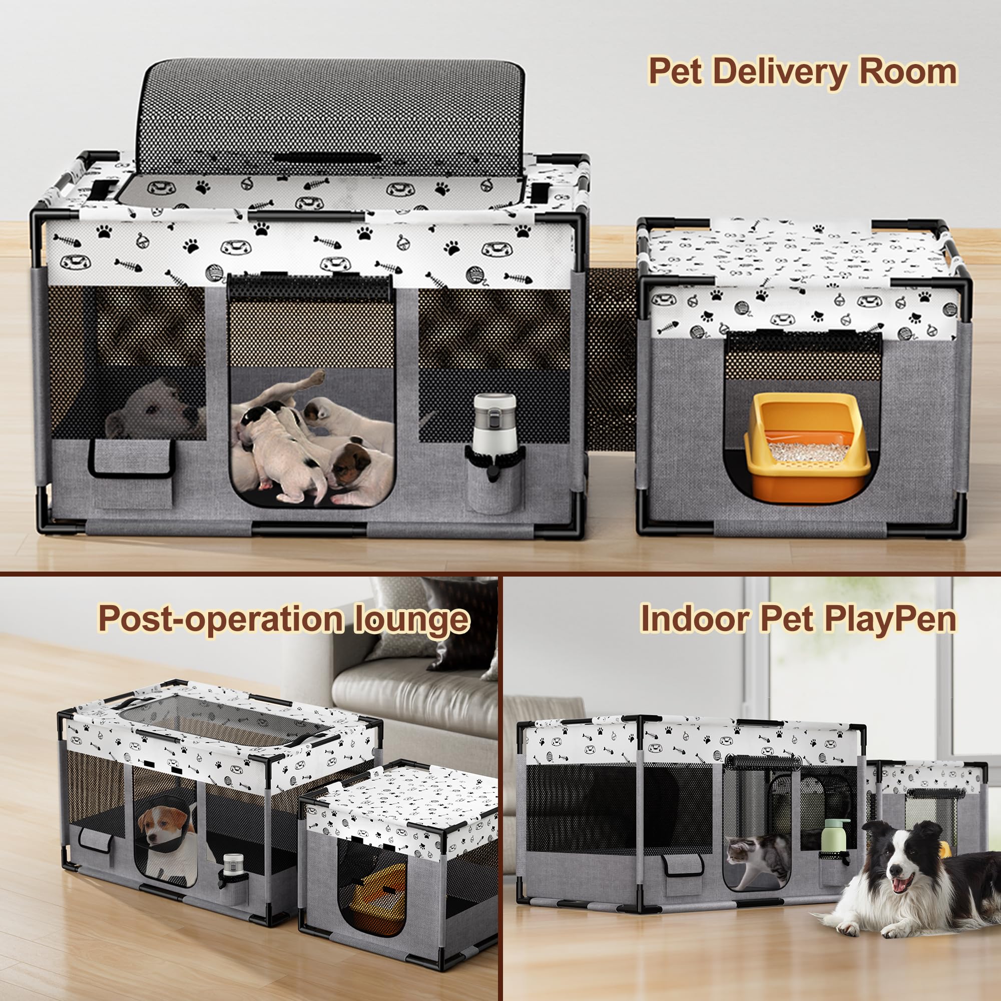 Bufor Portable Cat Playpen, Pet Dog Playpen, Kitten Puppy Play Pen For Indoor/Outdoor, Collapsible Cats Cages Enclosed Tent With