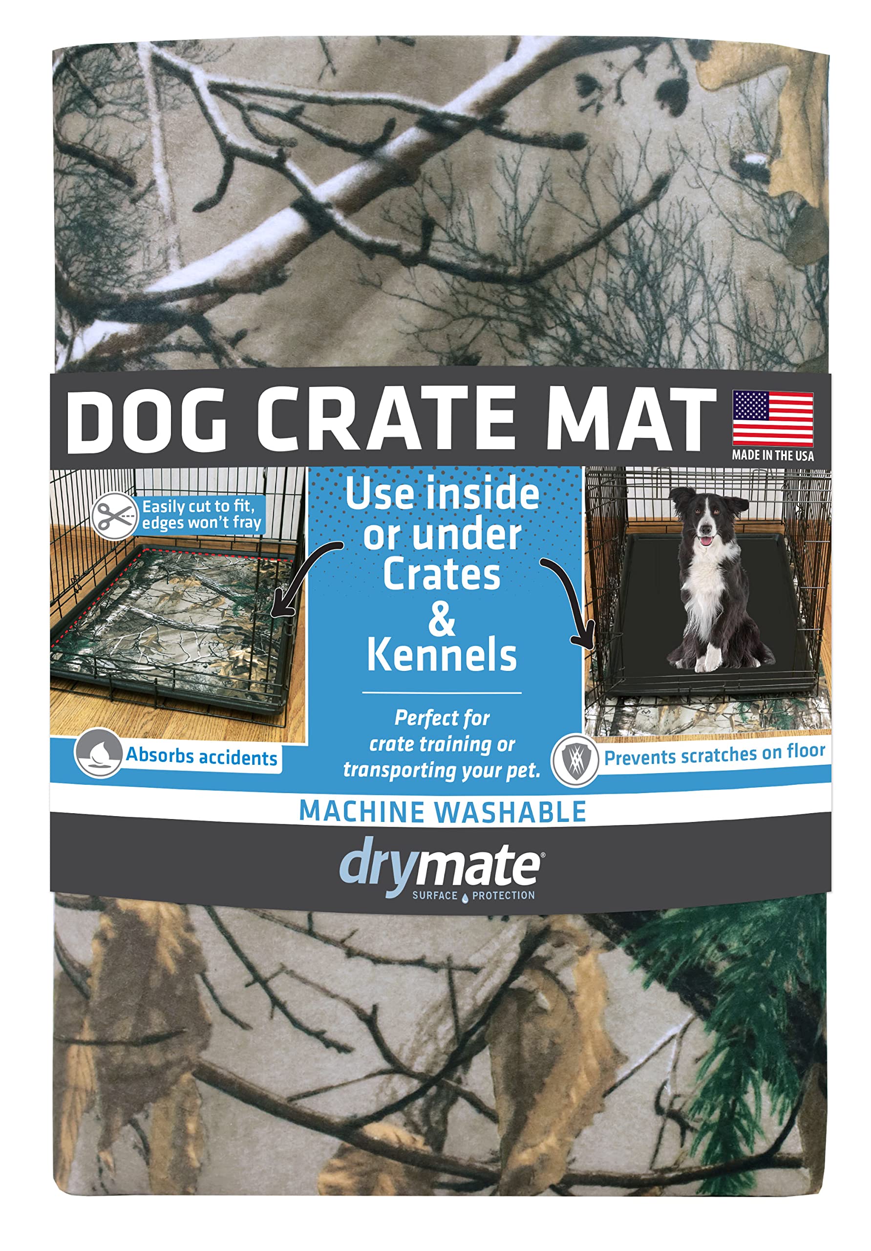 Drymate Dog Crate Mat Liner, Absorbs Urine, Waterproof, Non-Slip, Washable Puppy Pee Pad For Kennel Training - Use Under Pet Cage To Protect Floors, Thin Cut To Fit Design (Usa Made) (Rtree)(27'X42')