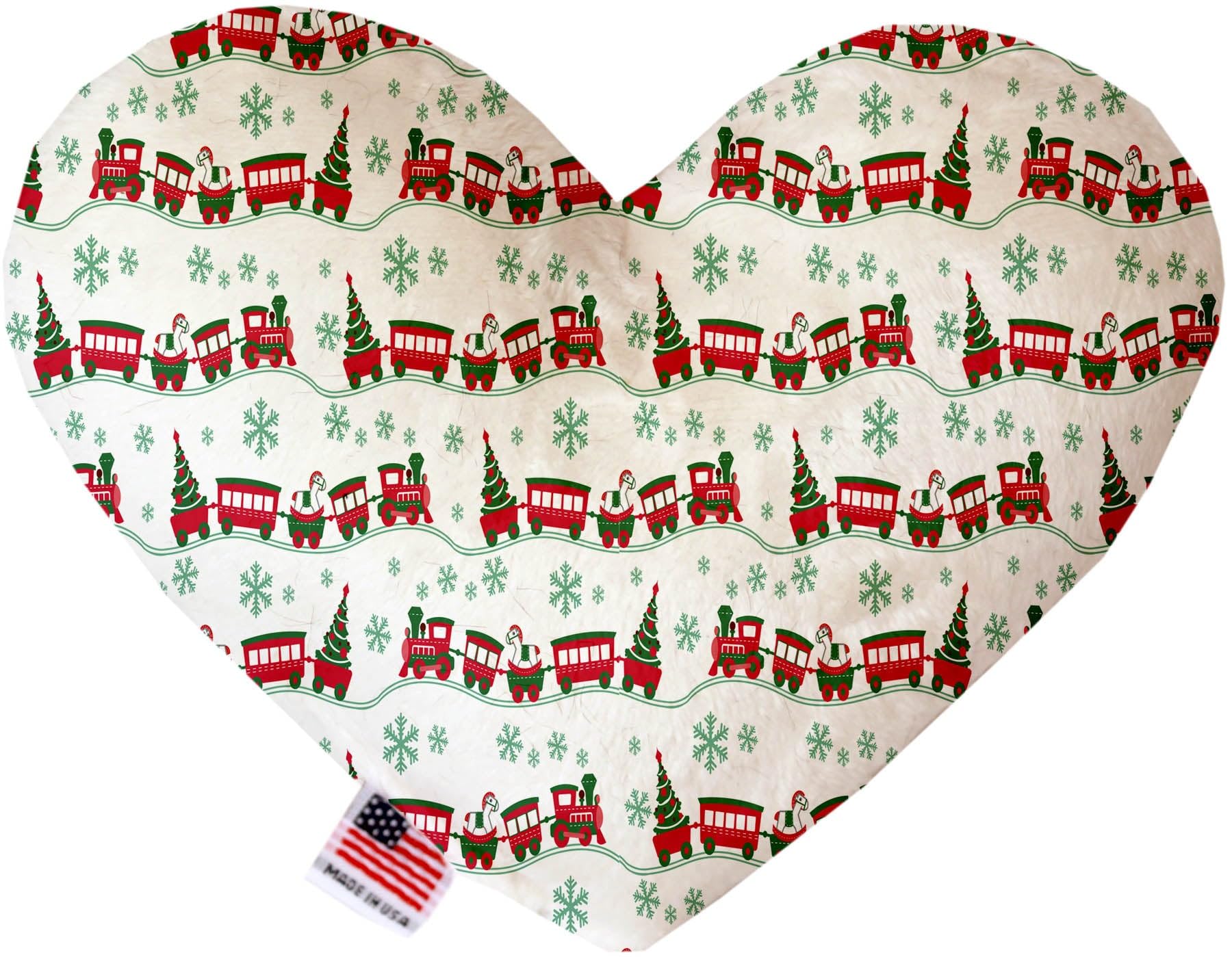 Pet and Dog Plush Heart or Bone Toy, &quot;Classy Christmas Group&quot; (Available in different sizes, and 7 different pattern options!) Christmas Trains 6&quot; Plush Heart