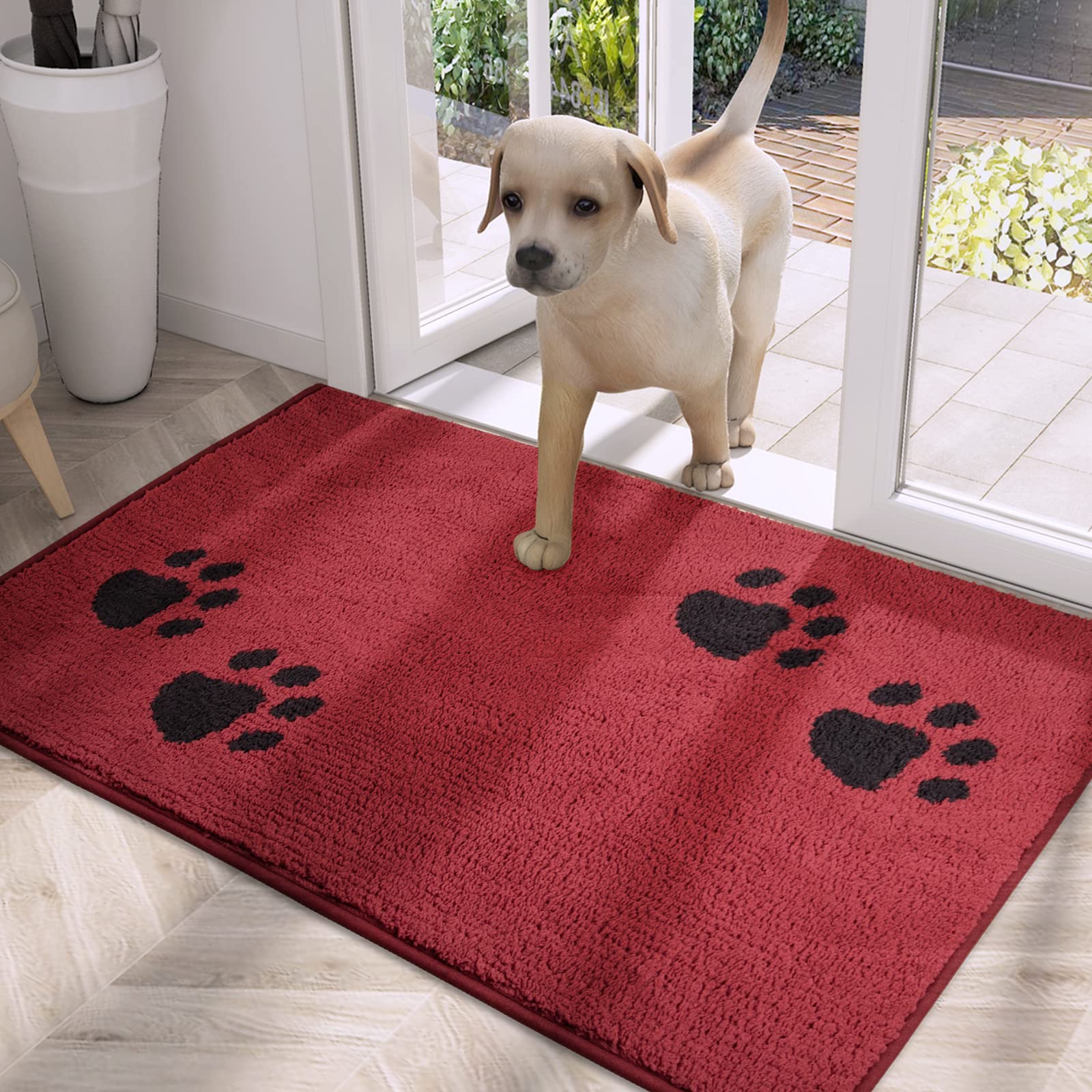 PURRUGS Dirt Trapper Door Mat 24  x 35.5 , Non-Skid/Slip Machine Washable Microfiber Entrance Rug, Shoes Scraper, Dog Doormat, S