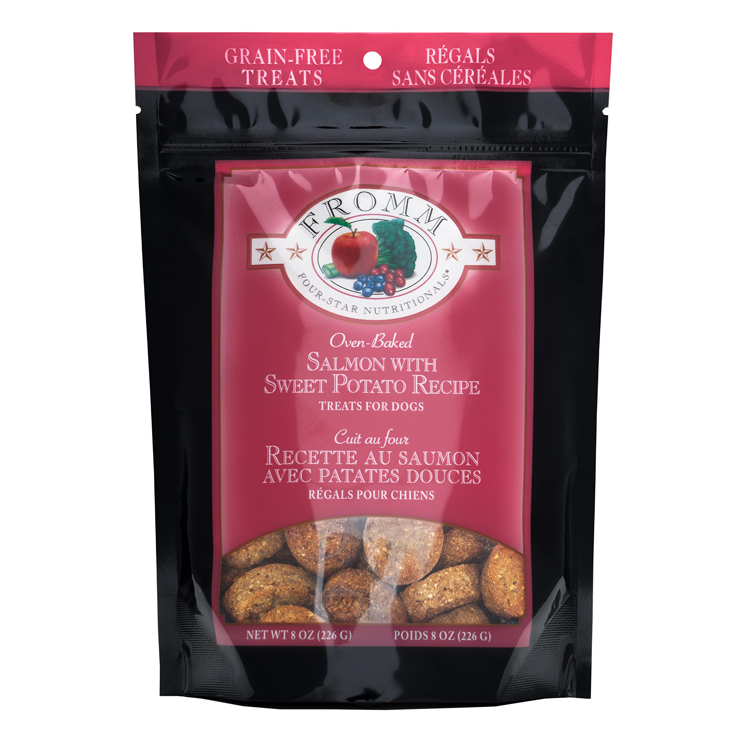Fromm Four-Star Nutritionals Salmon with Sweet Potato Dog Treats - Premium Oven Baked Dog Snacks - Salmon Recipe - 8 oz