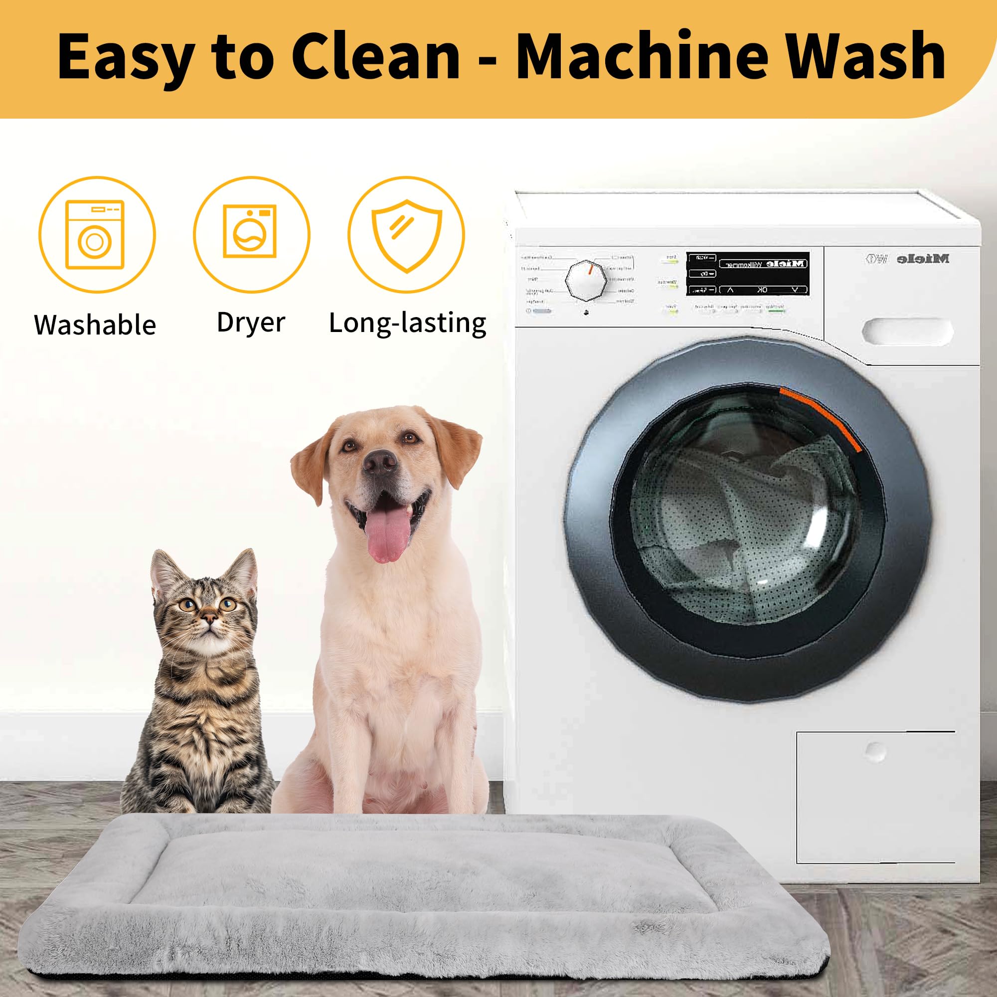 ZENGAOOU Dog Beds Crate Pad for Medium/Large Dogs, Ultra Soft Faux Fur Dog Bed for Crate, Washable & Anti-Slip Kennel Pad Pillow