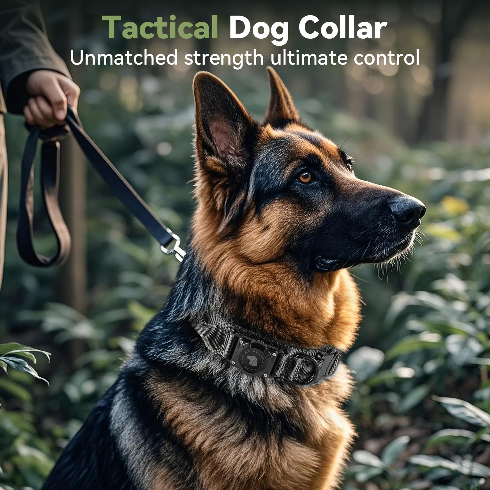 2025 Upgrade Waterproof AirTag Dog Collar, Military Tactical Dog Collar with AirTag Holder, Comfortable Control Handle and Metal