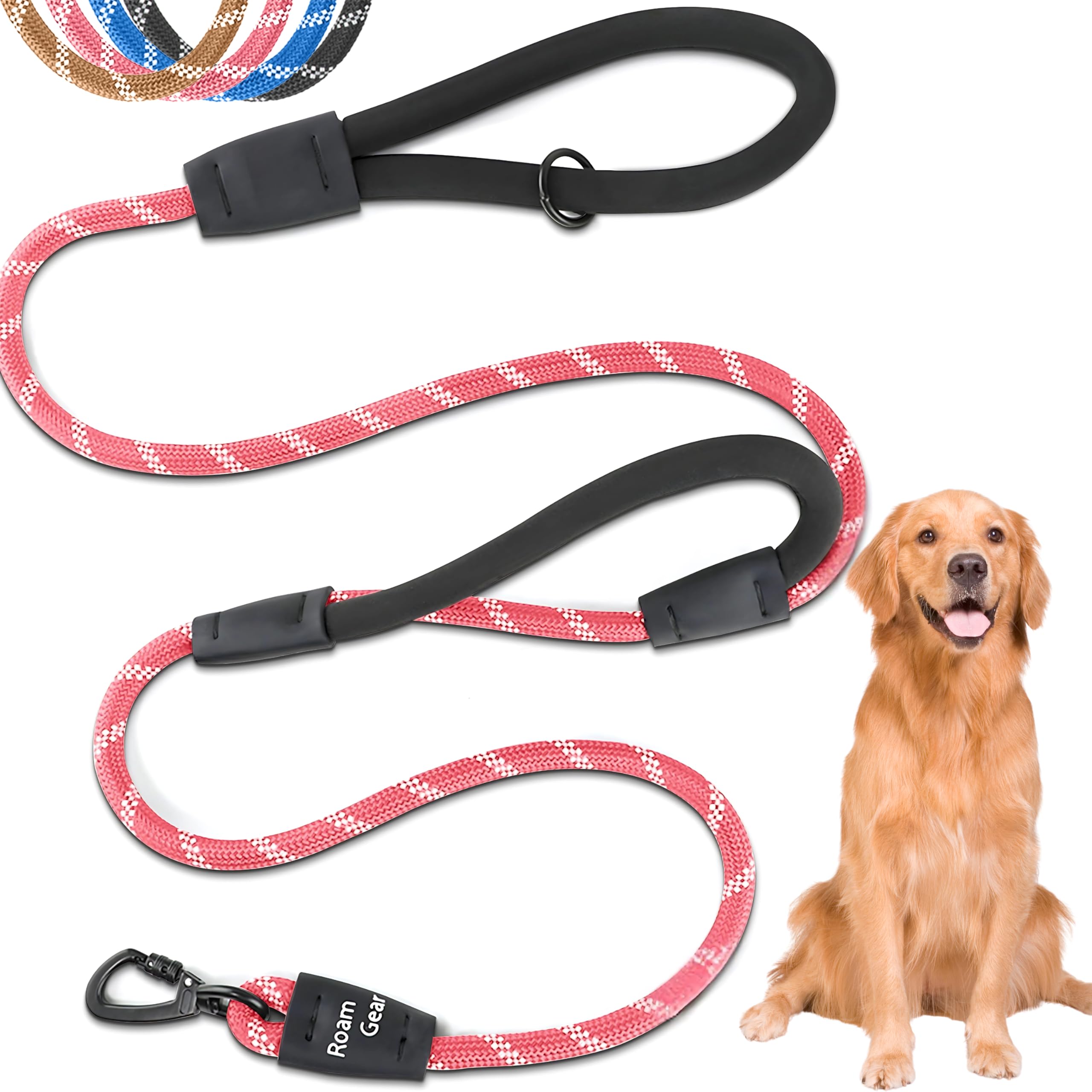 6 Foot Dog Leash, Two Extra Padded Handles, Heavy Duty Dog Leash for Medium to Large Pets, Highly Reflective, Shock-Absorbing No