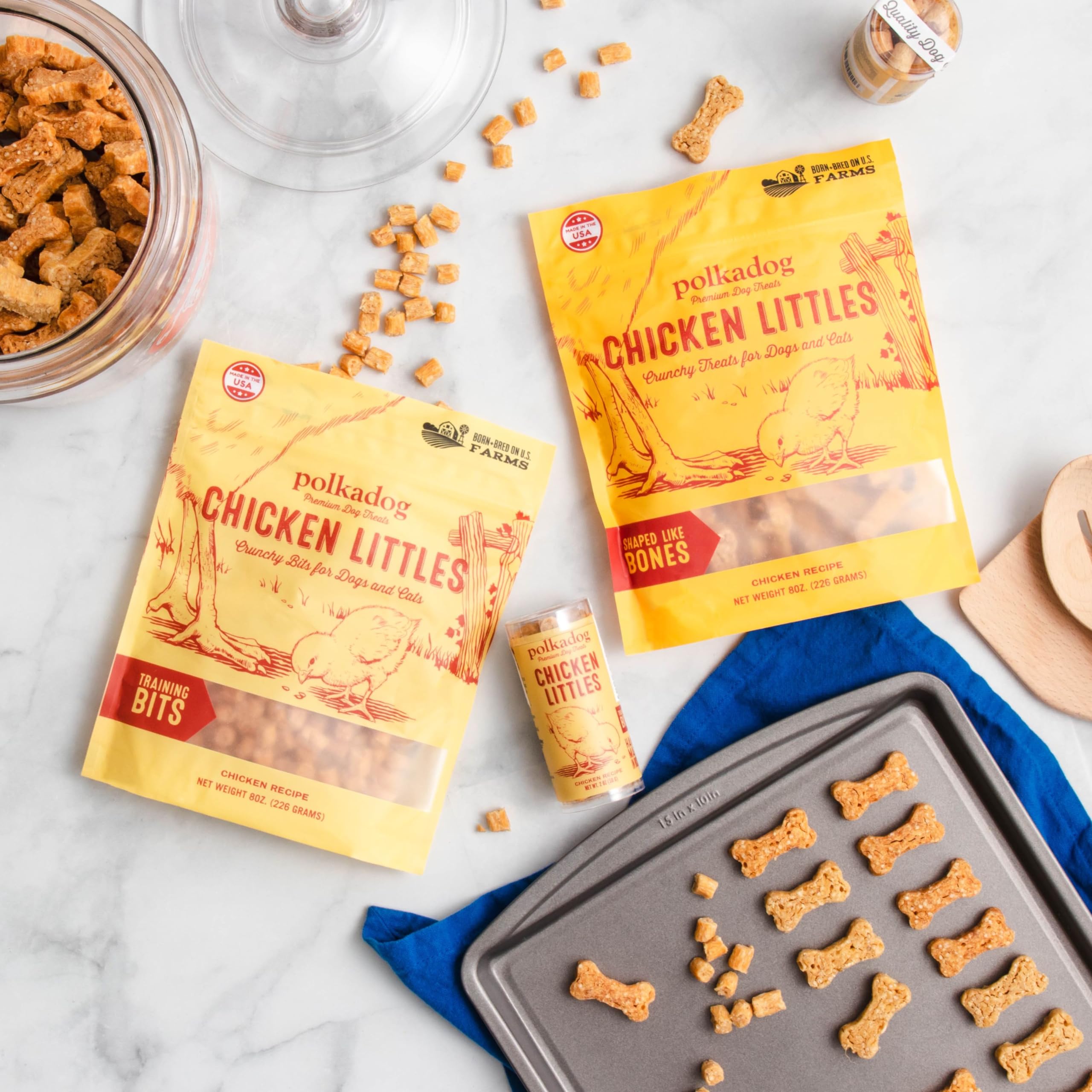 Polkadog Chicken Littles Bone Shaped Dog Treats - Crunchy, All Natural, Limited Ingredient Healthy Treats. Handcrafted & Made in