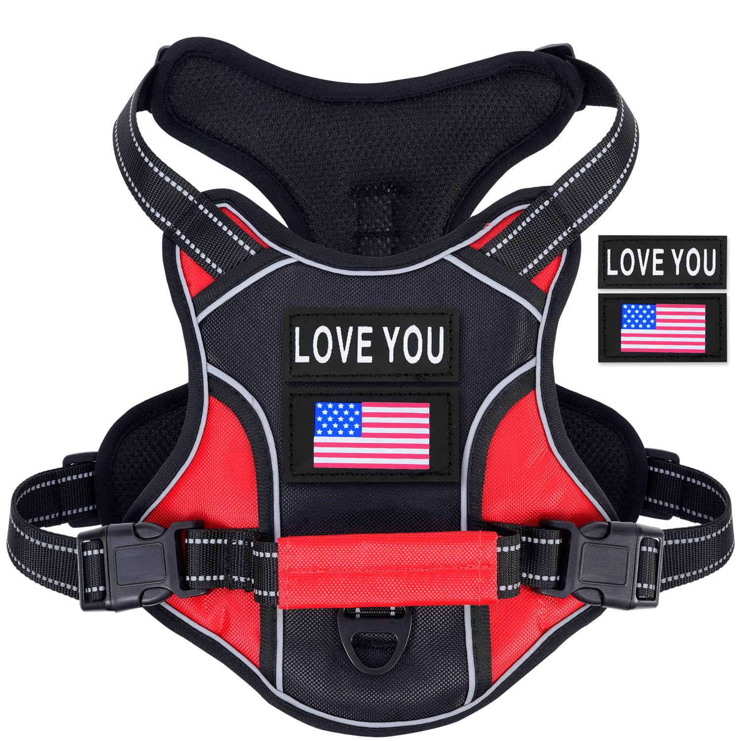 Wocume Dog Vest Harness For Small Dogs With 2 Dog Patches, No Pull Adjustable Dog Harness With Handle For Walking Training, Refl
