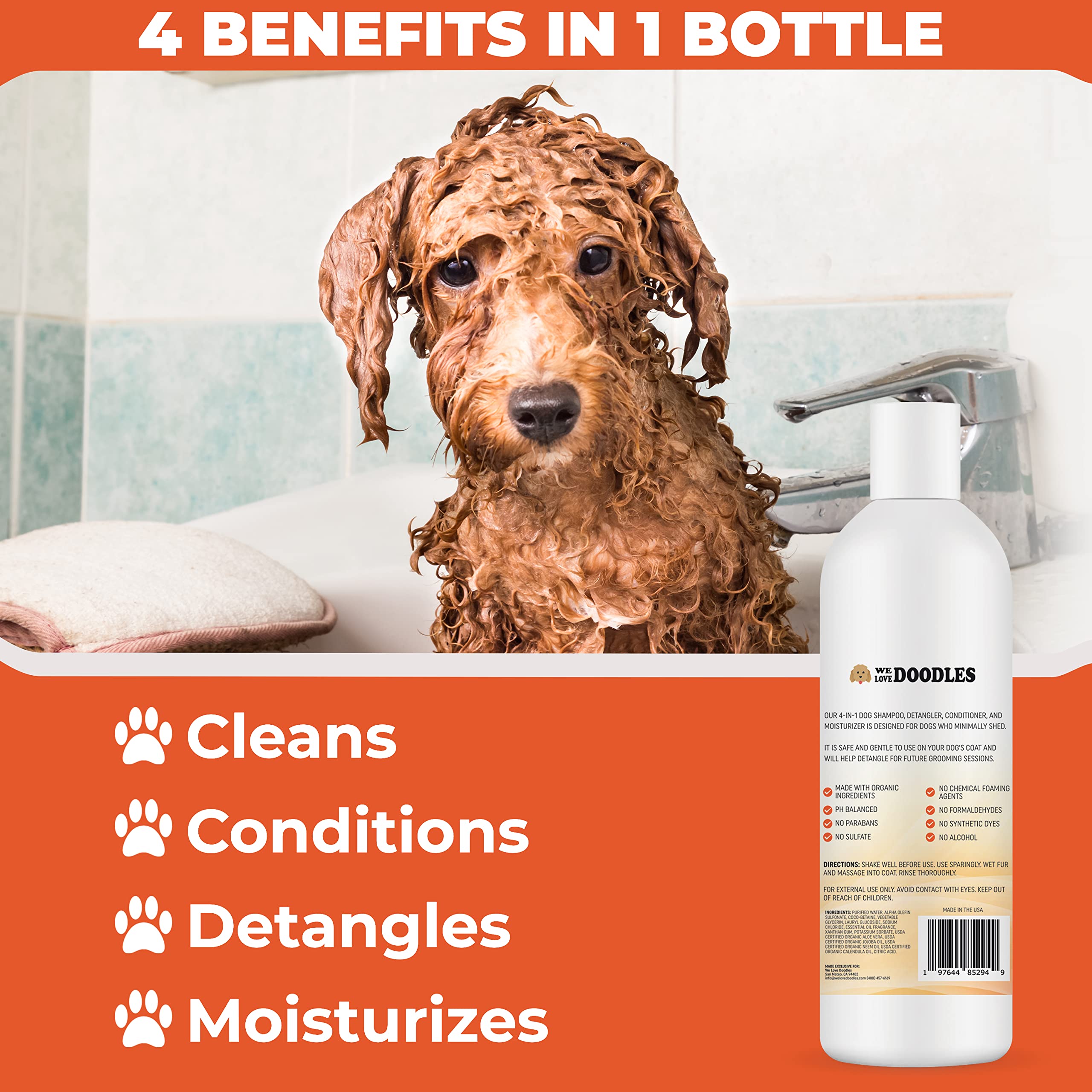 Dog Shampoo and Conditioner & Detangler - Best Goldendoodles, Poodles & Doodle Shampoo for Smelly Dogs - Sensitive Skin Puppy Sh