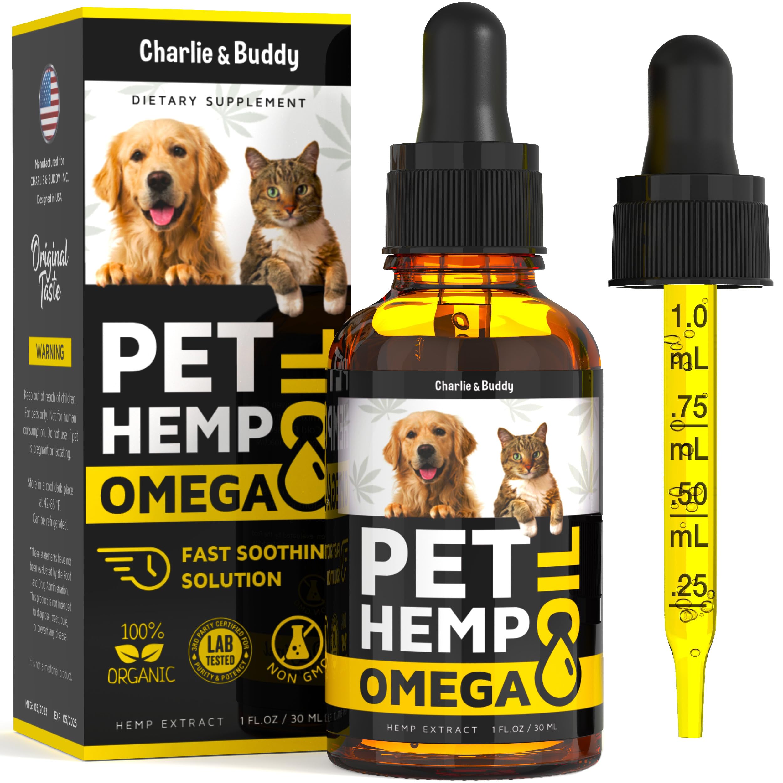 Charlie&Buddy H?mp and Salmon Oil for Dogs Skin and Coat H?alth - 3, 6, 9 Omega Pet H?mp Oil for Dogs and Cats, Rich in Vitamins