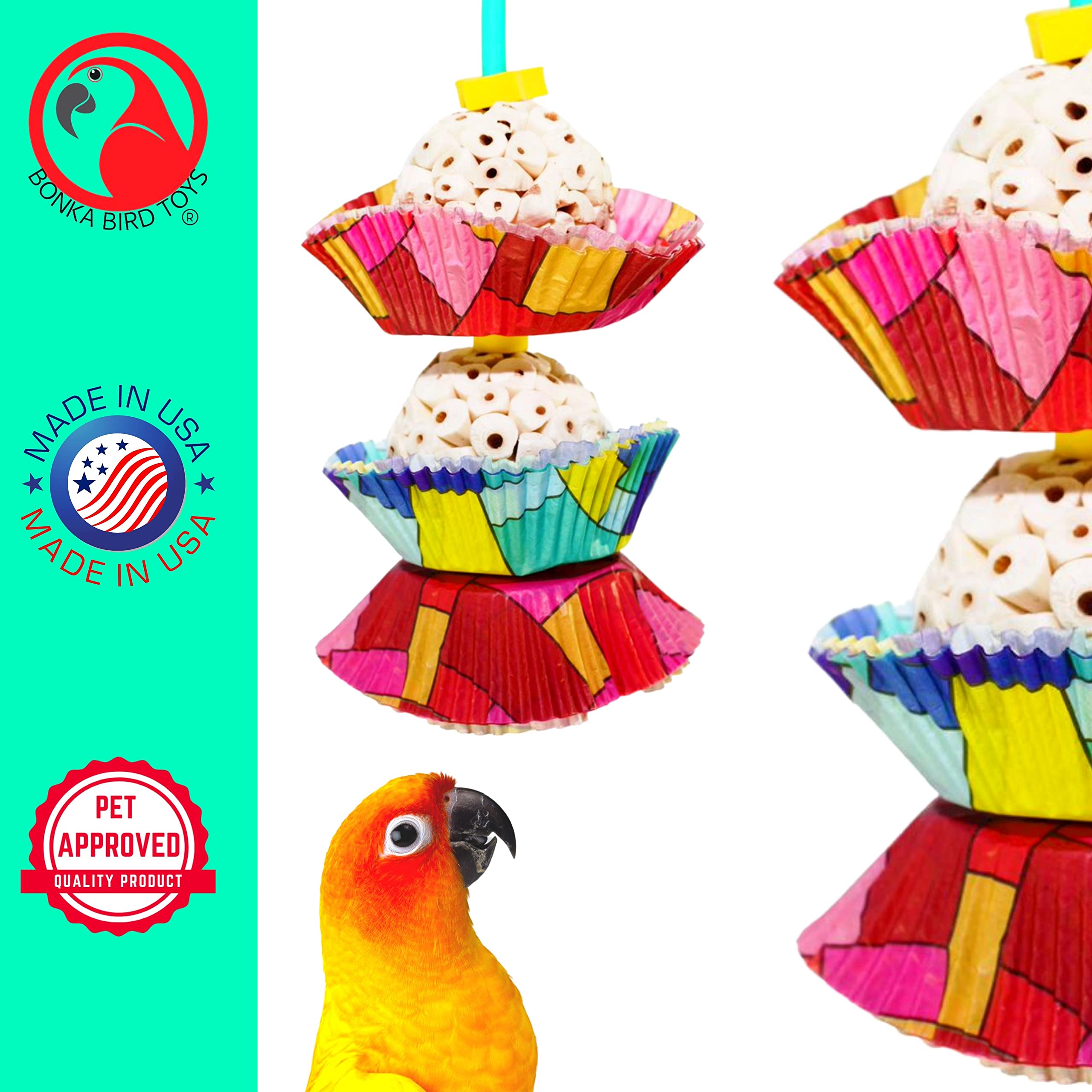 Bonka Bird Toys 1932 Two Cake Bird Toy Foraging Parrot Cage Toys Cages Shred Cockatiel African Grey