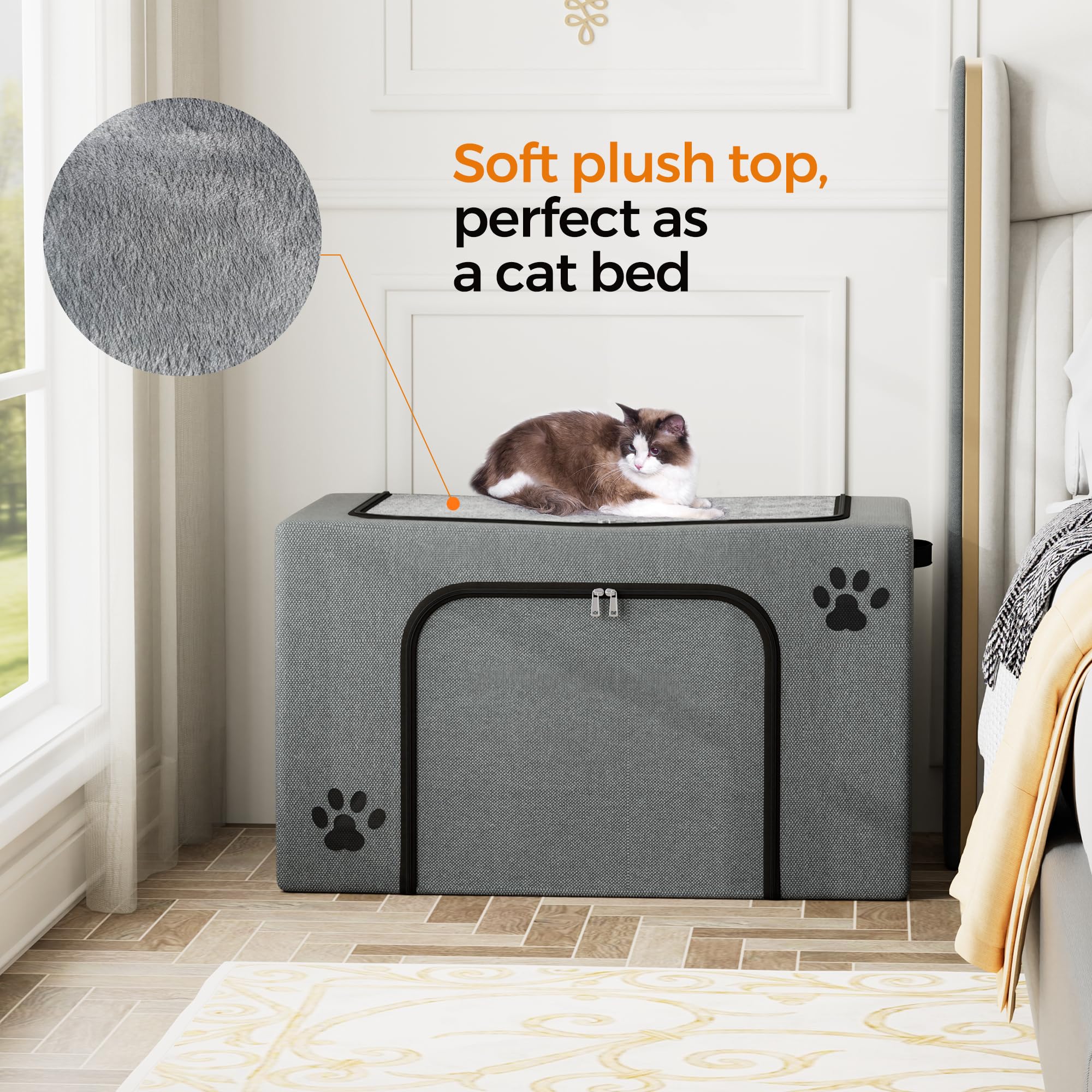 Cat Litter Box Enclosure With Cat Bed; Hidden Enclosure Litter Tray In Living Room, Bedroom, Corner; Cat Washroom Fit Most Of Li