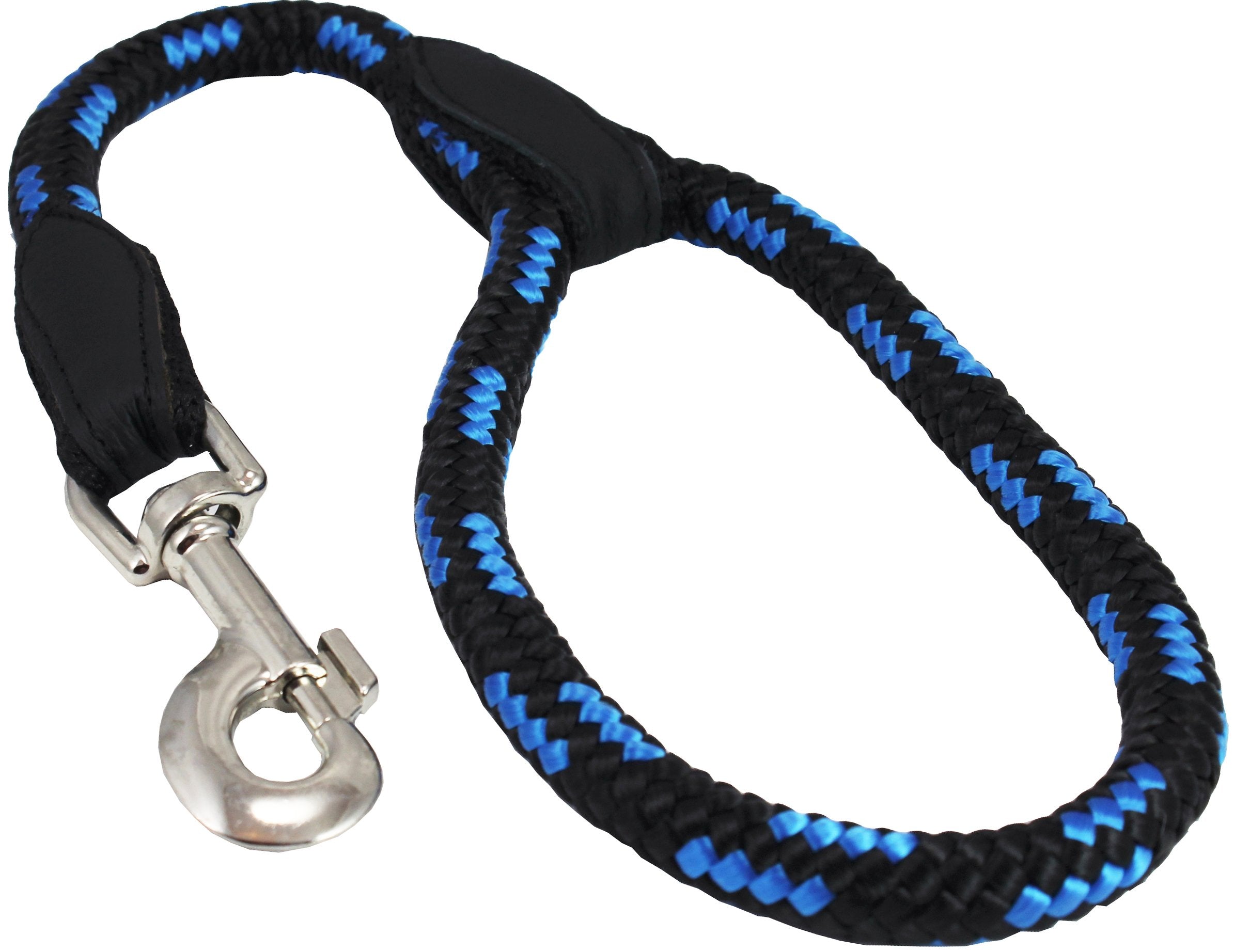 Dogs My Love 18-Inch Rope Dog Leash Short (Blue/Black, Large 1/2' (12Mm) Diam)
