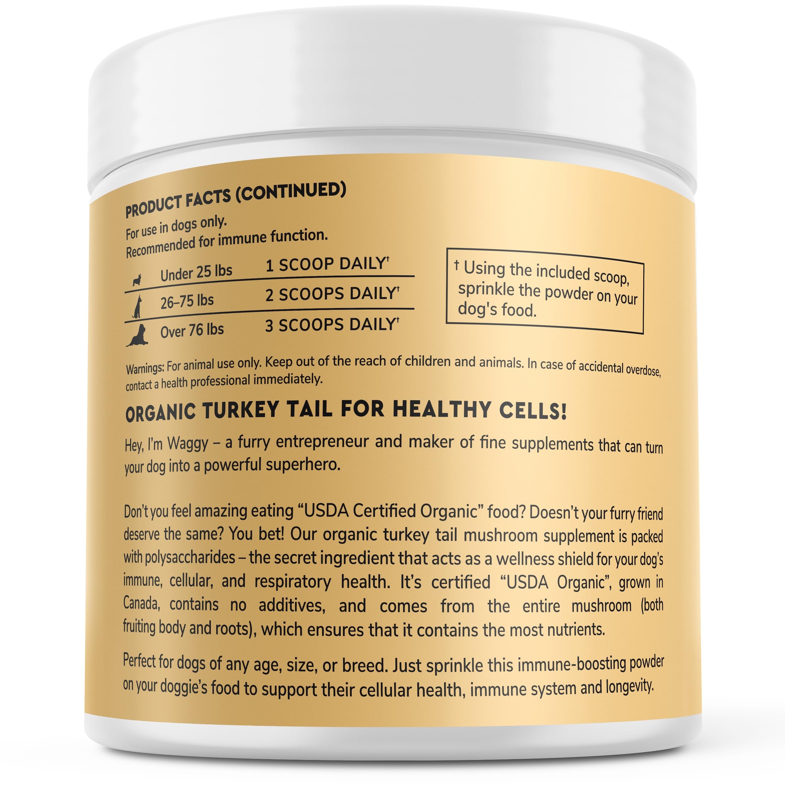 Wonder Paws Organic Turkey Tail Mushroom for Dogs - Powerful Turkey Tail for Dogs Mushroom Powder for Immunity, Respiratory, Dig