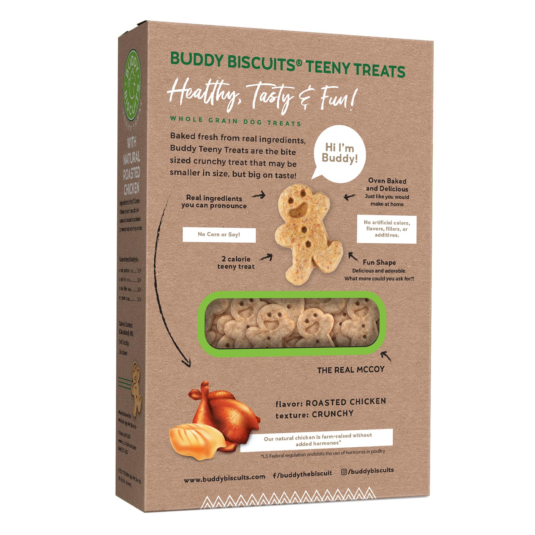 Buddy Biscuits 8 oz. Box Teeny Crunchy Dog Treats Made with Roasted Chicken