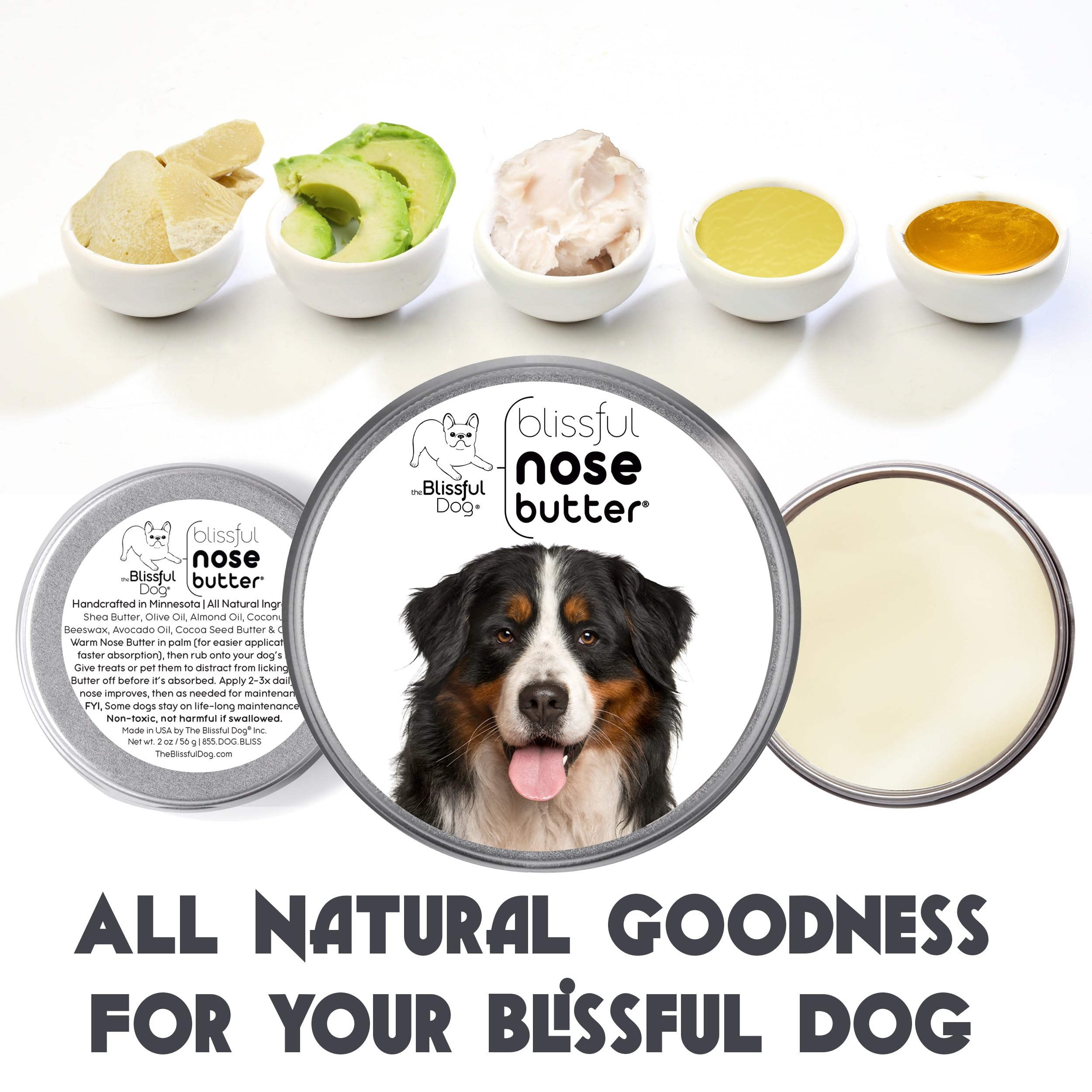 The Blissful Dog Bernese Mountain Nose Butter, Versatile Dog Nose Balm for Dry Nose, Handcrafted Nose Moisturizer, Easy-to-Apply