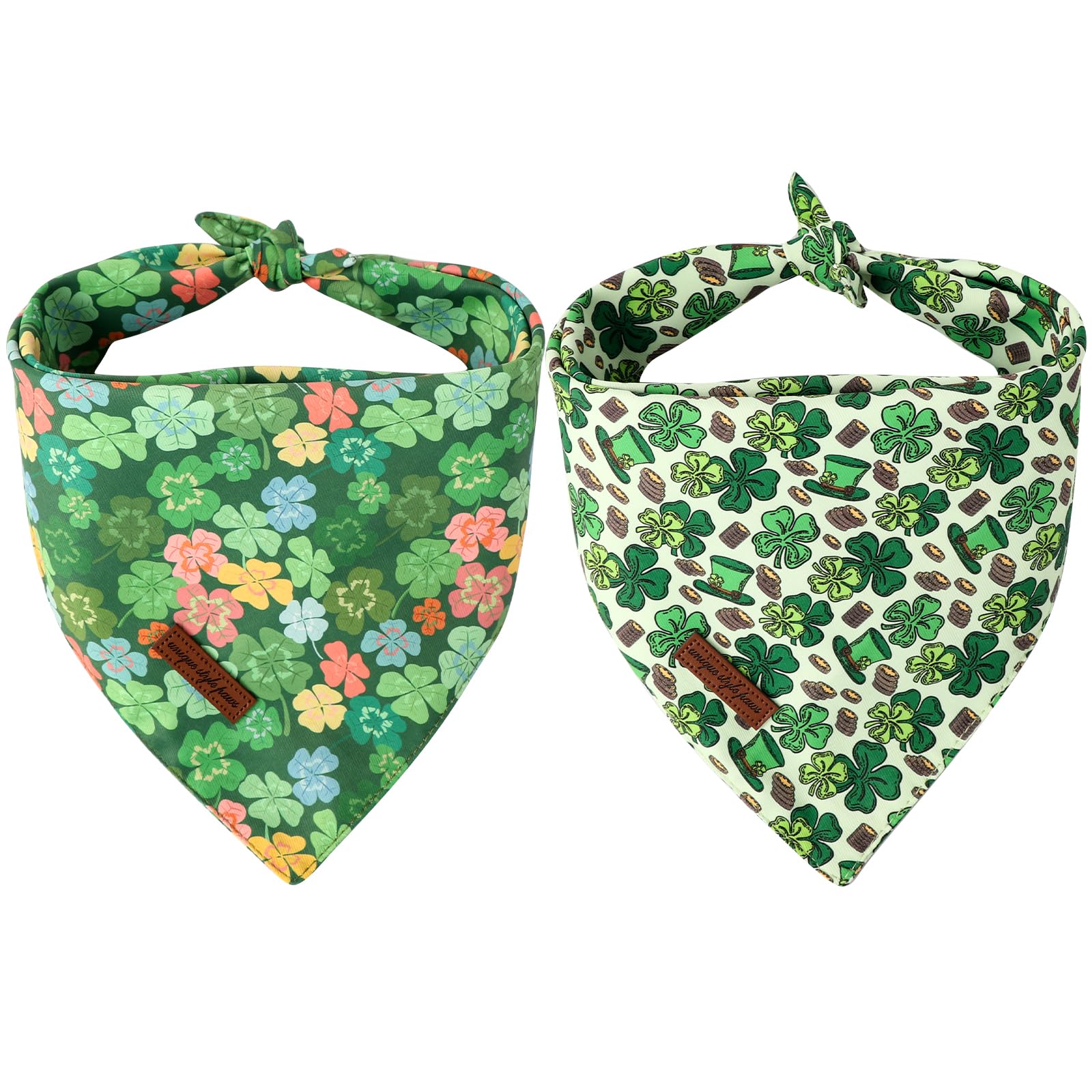 Unique Style Paws Dog St. Pat Bandanas 2Pcs Washable Cotton Triangle Colorful Clover Magic Hat Dog Scarfs For Small Medium Large