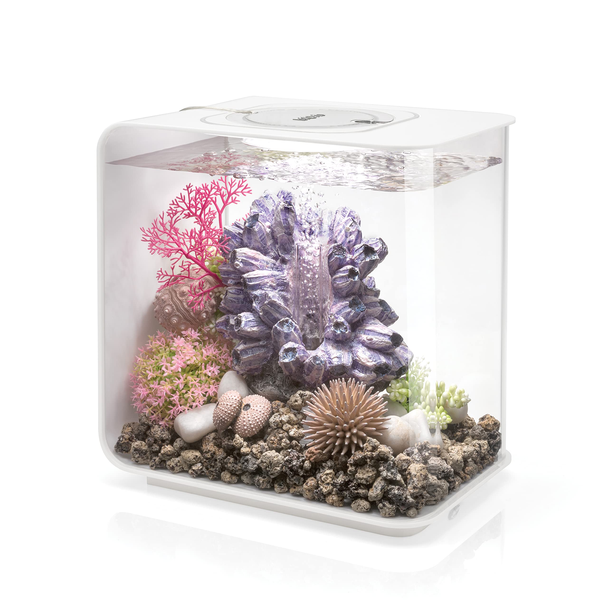 biOrb Flow 15 Acrylic 4-Gallon Aquarium with White LED Lights Modern Compact Tank for Tabletop or Desktop Display, White