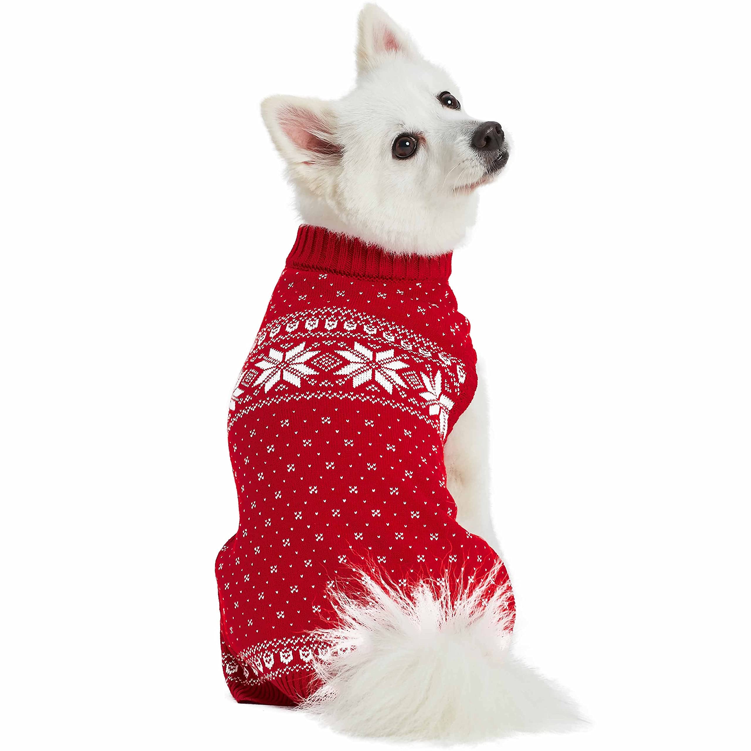 Blueberry Pet Christmas Snowflakes Holiday Festive Pullover Dog Sweater, Back Length 12', Pack Of 1 Clothes For Dogs
