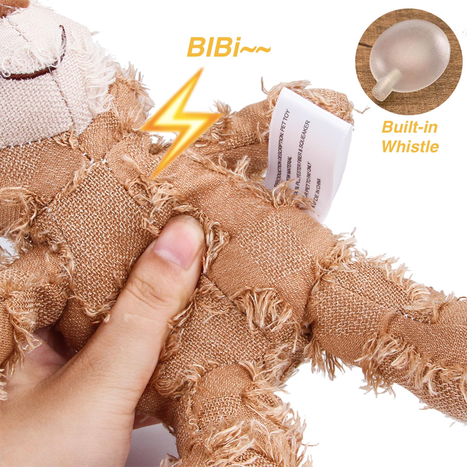 MAXBECK Indestructible Plush Bear Dog Toy for Heavy Chewers, A-Navy