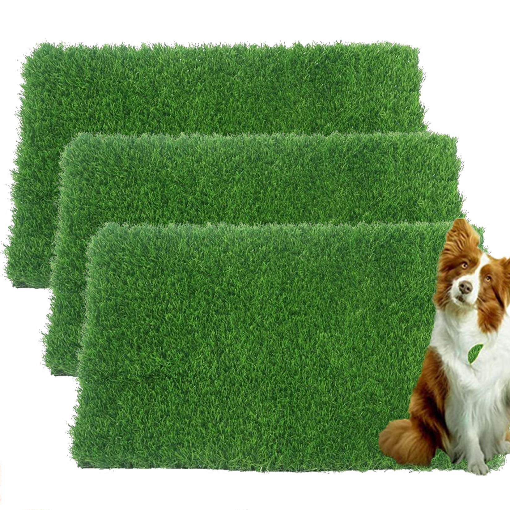 Hamiledyi Artificial Dog Grass Mat,Puppy Pee Pad Turf Rug Pet Indoor Replacement Potty Training With Drainage Holes For Dog Patio Lawn Decoration, 23.6”X 11.8”, 3Pcs