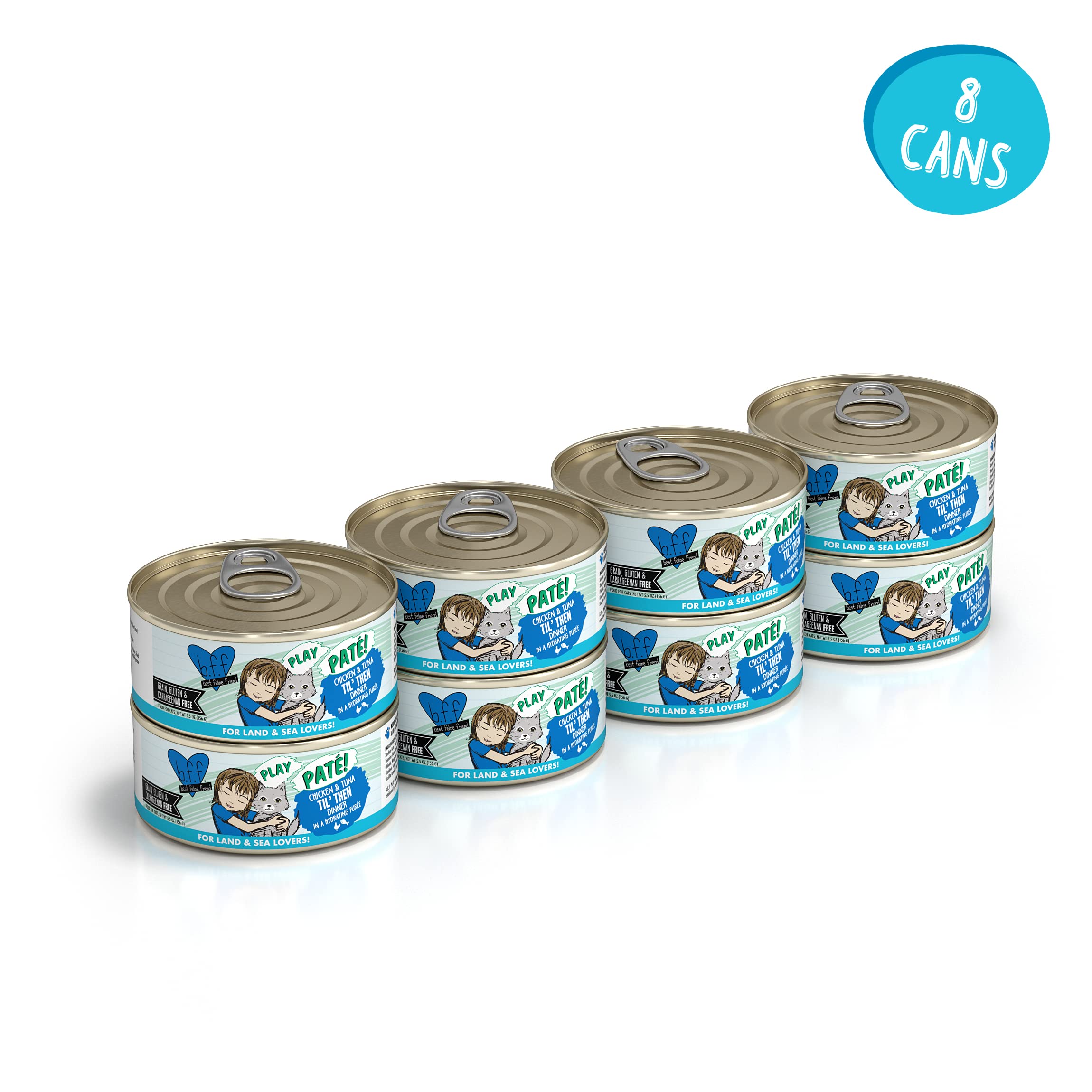 Weruva B.F.F. Play - Best Feline Friend Pat?Lovers, Aw Yeah!, Chicken & Tuna Til' Then With Chicken & Tuna, 5.5Oz Can (Pack Of 8)