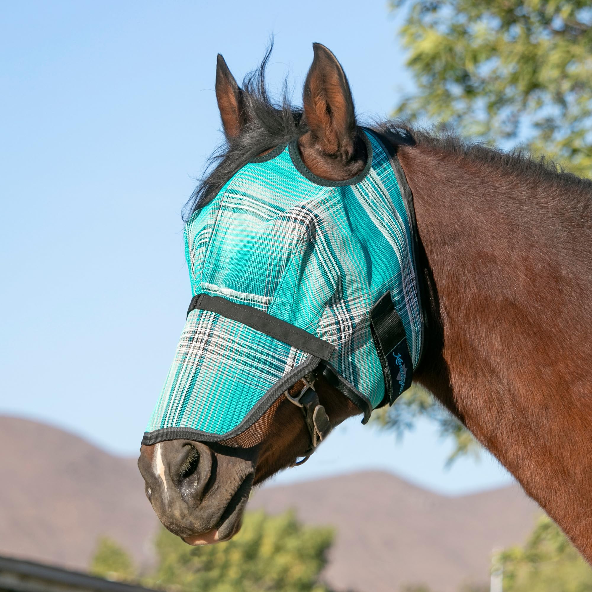 Kensington Fly Mask w/Web & Nose Size: L-Avg Color: 2021-Atlantis