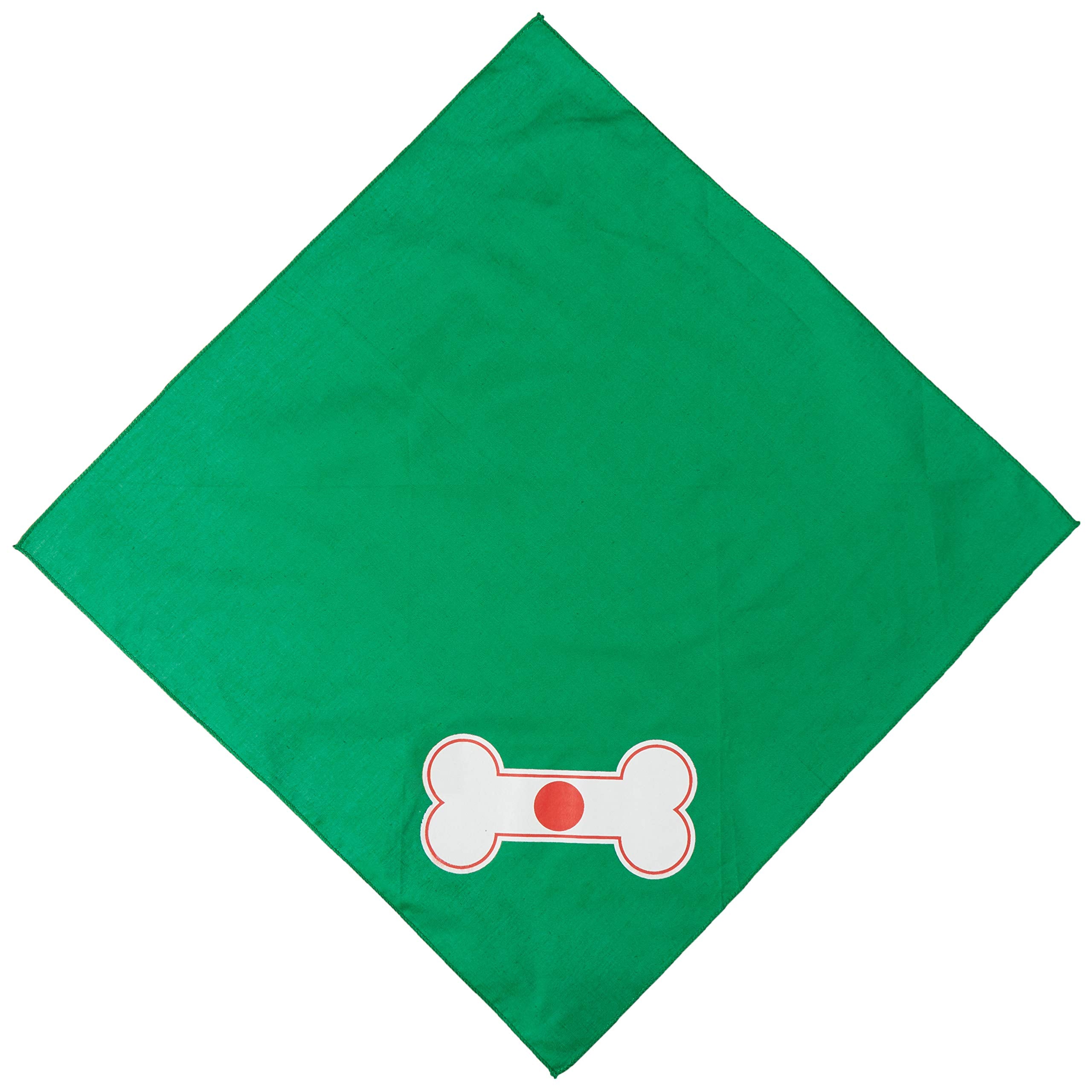 Pet and Dog Bandana Screen Printed, &quot;Bone Shaped Flag Japan&quot; Emerald Green Small