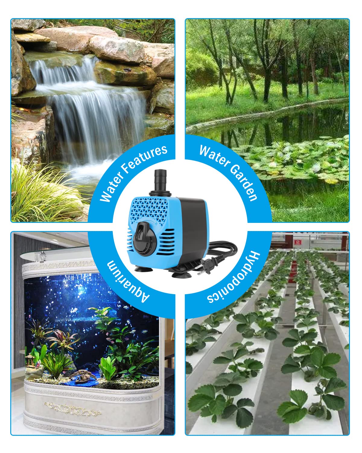 Aquamiracle 800Gph Aquarium Water Pumps (3000L/H, 40W) Fountain Pump Pond Pump Submersible Water Pump With Flow Control For Fish Tank, Fountain, Waterfall, Filtration, Water Feature, Hydroponics