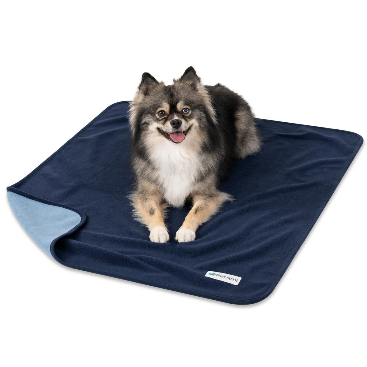 Petami Waterproof Dog Blanket For Small Medium Pets Dogs Cats, Pet Couch Cover Protector For Furniture, Reversible Washable Soft Fleece Cat Blanket For Bed Couch Sofa, 29X40 (Navy/Blue)