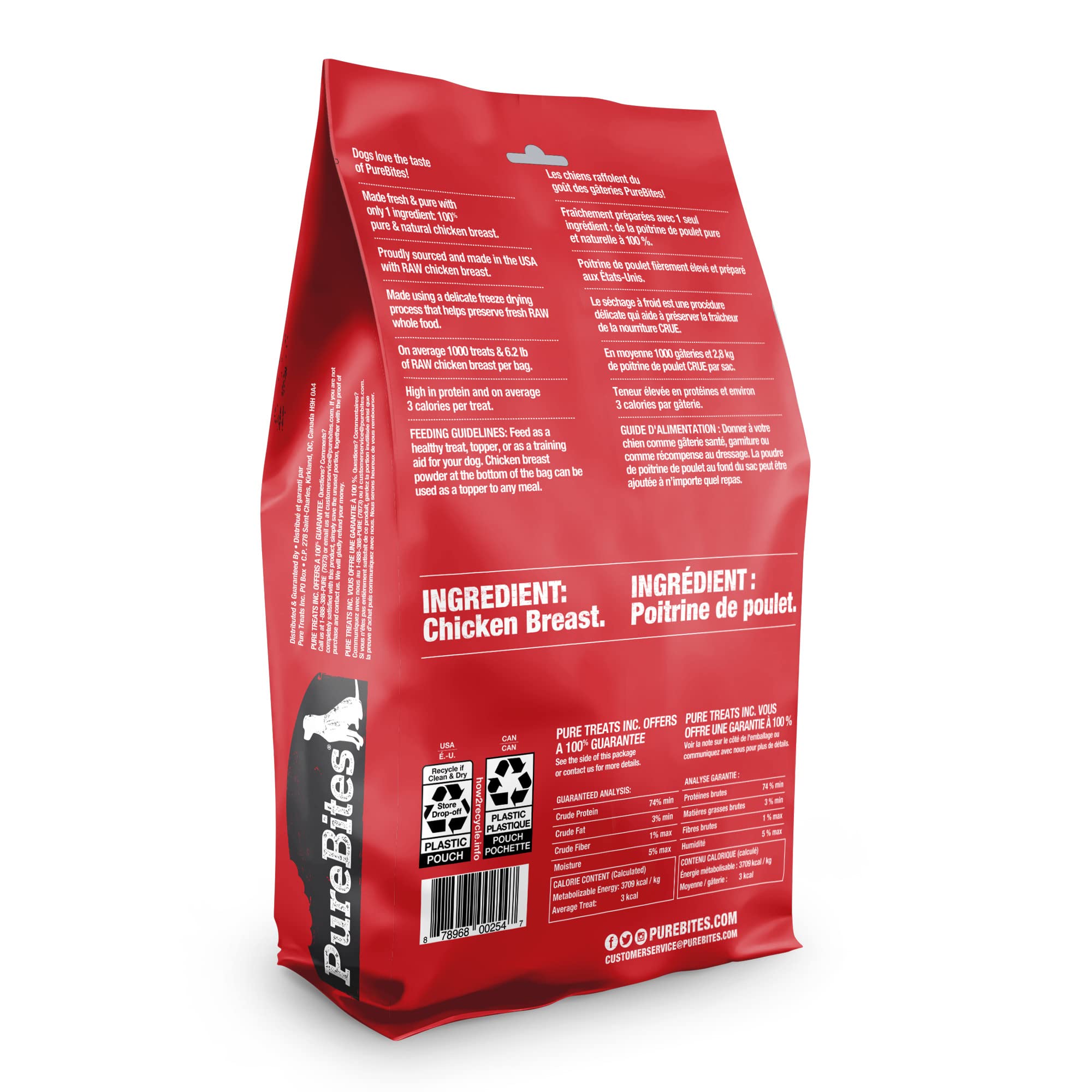 PureBites Chicken Freeze Dried Dog Treats, 1 Ingredient, Made in USA, 28oz