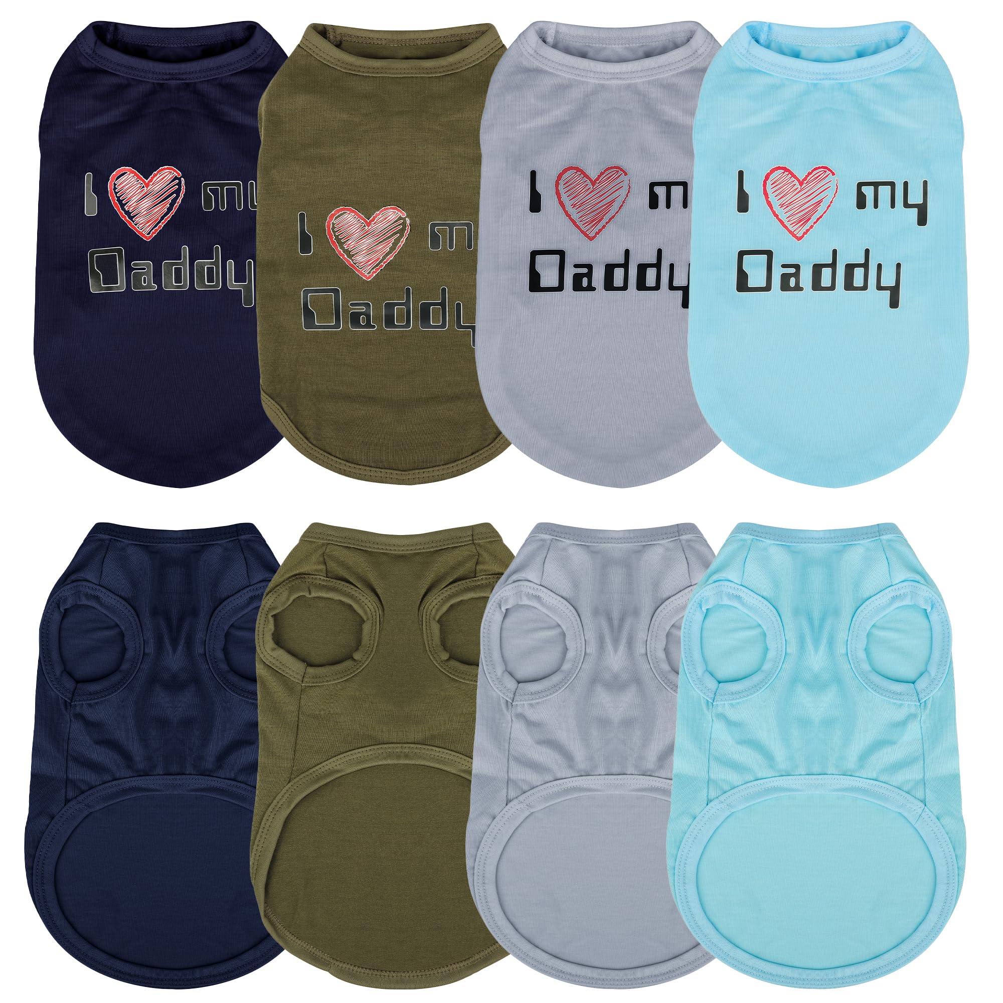 Expressive Pet Vest: 4PCS Sleeveless Dog Shirt with 'I Love My Daddy' Slogan, Ideal for Chihuahuas, Poodles, Yorkies, and More -