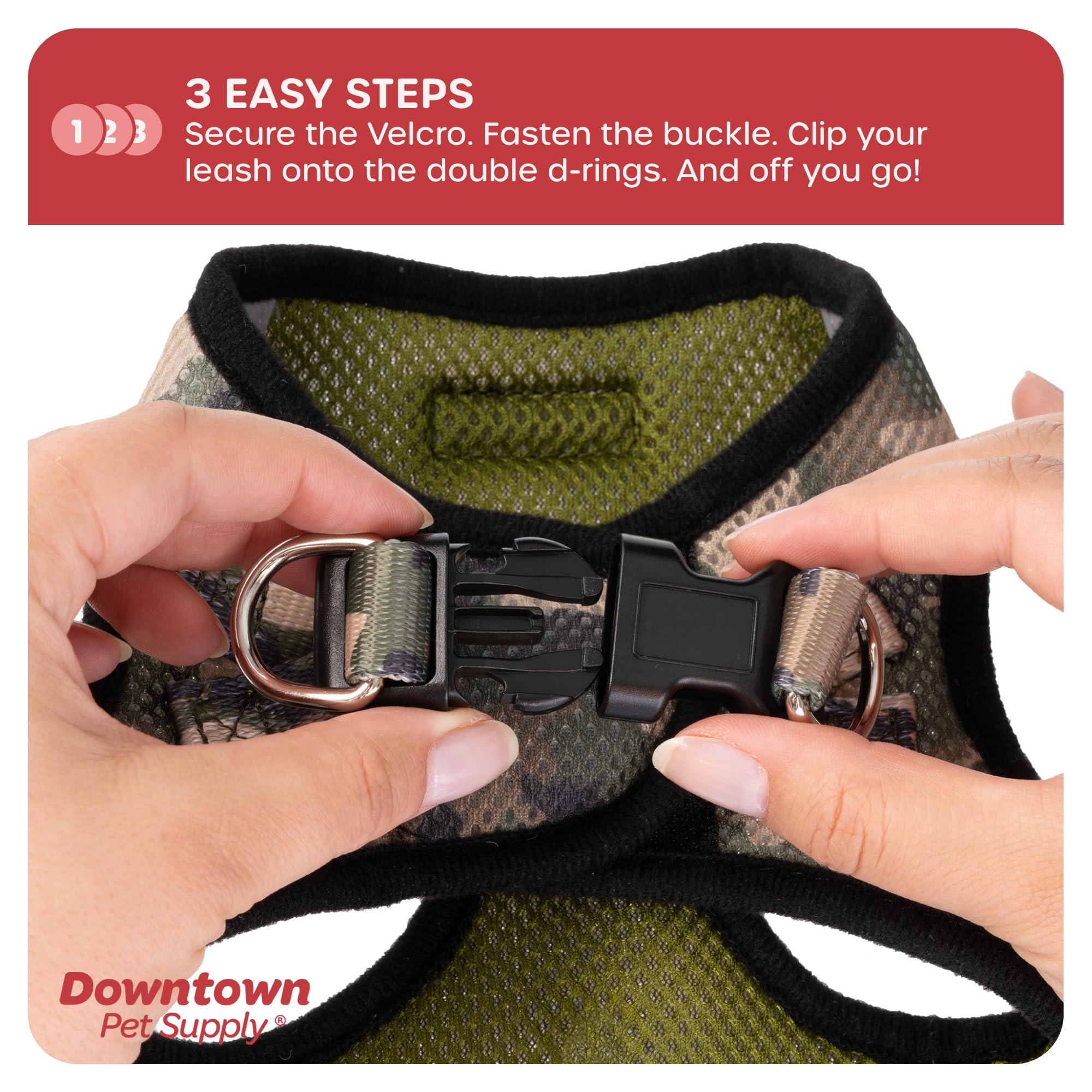 Downtown Pet Supply Step In Dog Harness No Pull, X-Large, Camo Green - Adjustable Harness With Padded Mesh Fabric And Reflective