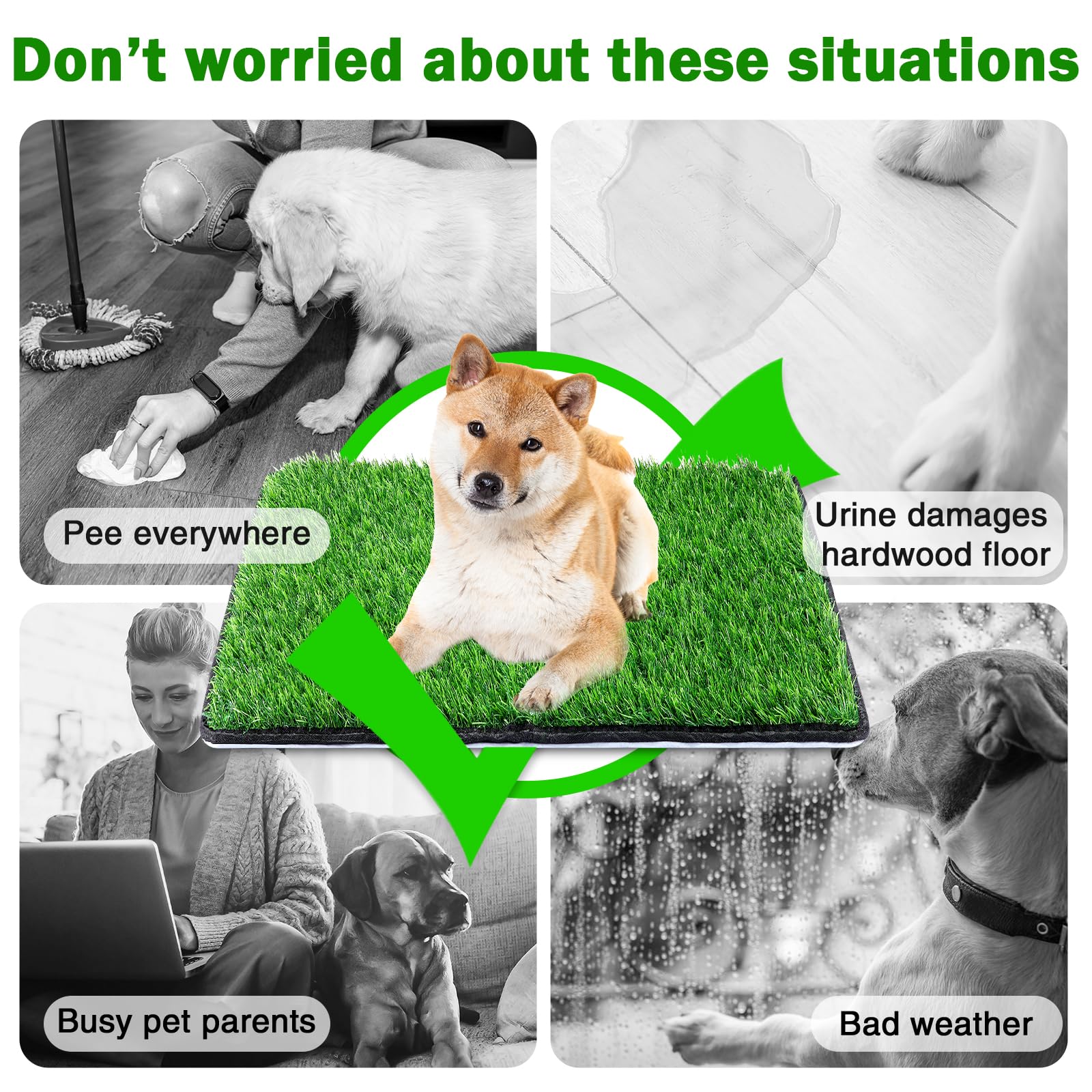 Dog Grass Mat With Pee Pad 32  23'', Medium Dog Litter Box Indoor Artificial Turf Grass Porch Waterproof Patio Potty Tray For Do