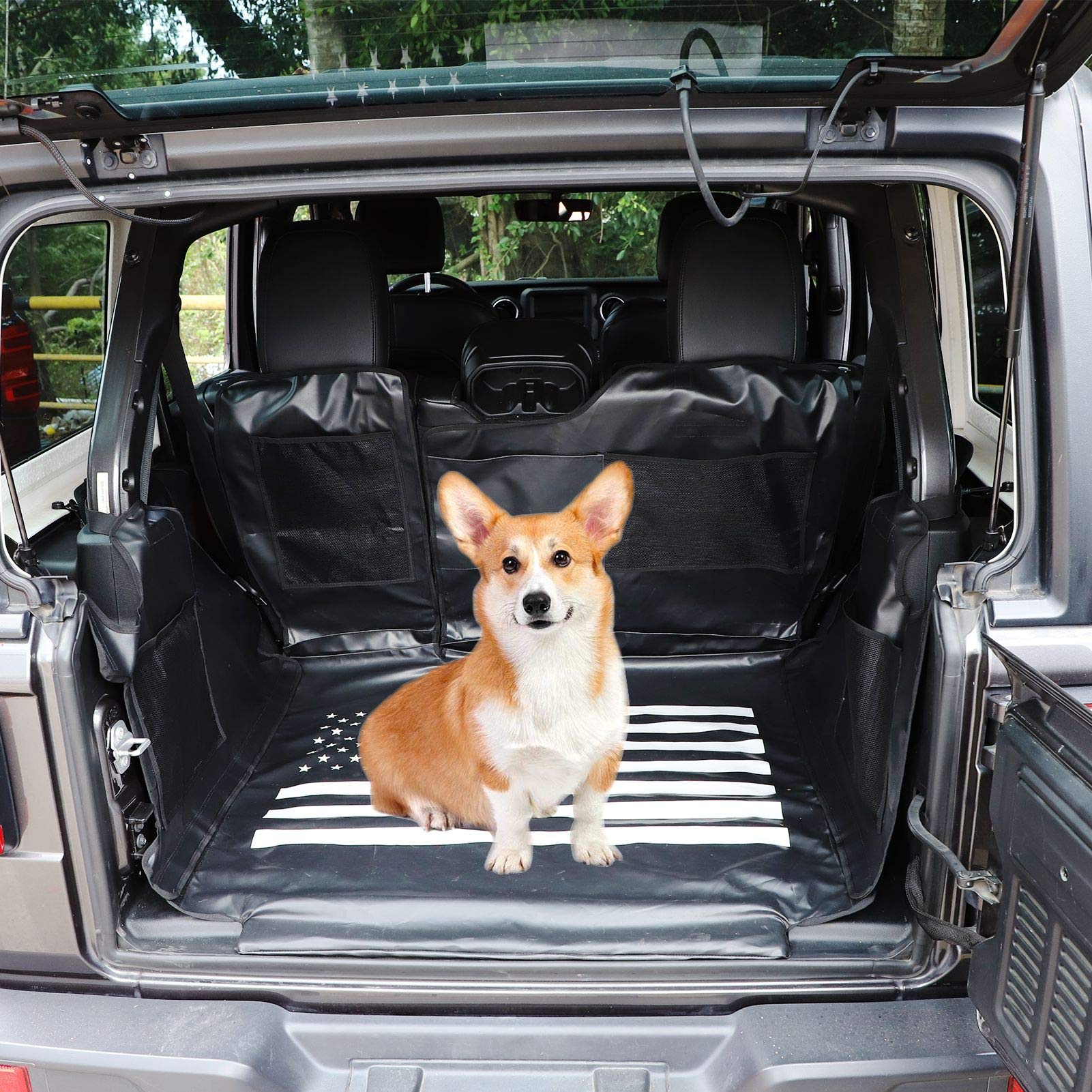 Jecar For Wrangler Jl Pet Dog Barrier Rear Seat Divider Trunk Cargo Cover Water Proof Pet Seat Cover For 2018-2023 Jeep Wrangler