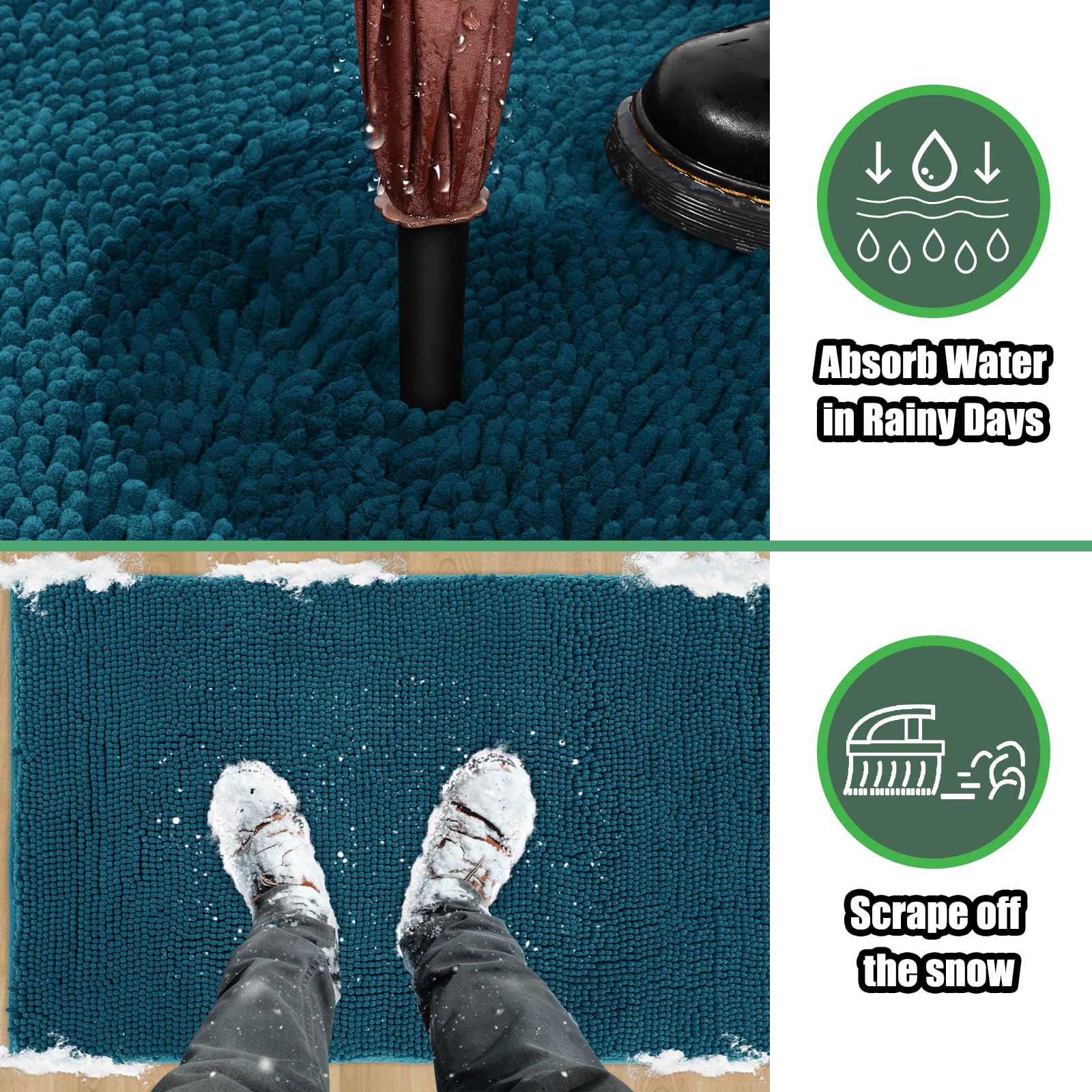 IM HOME Durable Chenille Absorbent Outdoor Doormat 25 x 71, Muddy Washable Door Mats for Dog Non Slip Heavy Indoor Doormat Soft