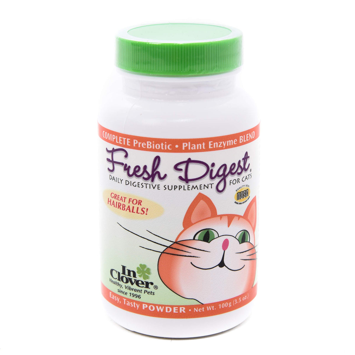 In Clover Fresh Digest Daily Digestive Aid And Immune Support Supplement For Cats, Natural Prebiotic And Enzyme Powder For Healthy Stools, Hairball Control, Stop Litterbox Odor, Works Fast 100G/3.5Oz