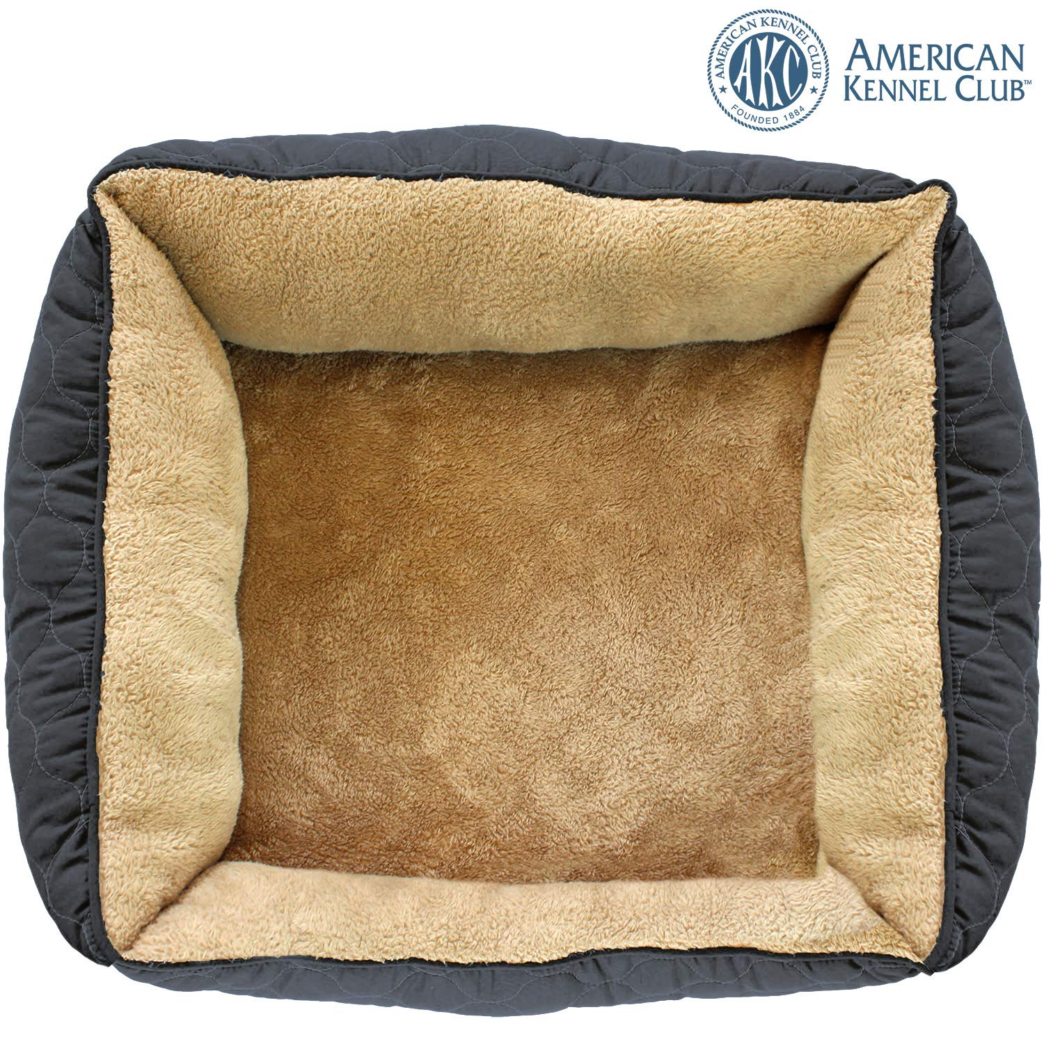 American Kennel Club Orthopedic Circle Stitch Cuddler Pet Bed, Gray 25X21X8'