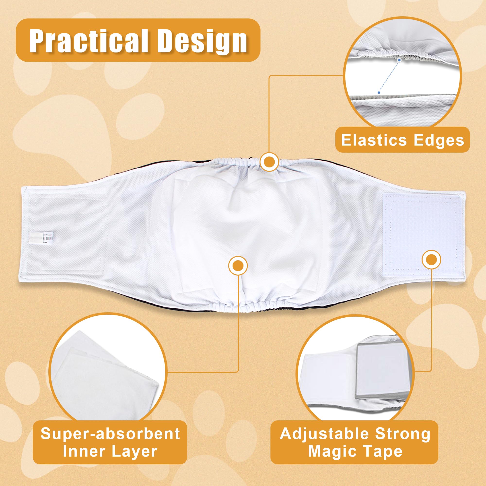 Teamoy Reusable Wrap Diapers For Male Dogs, Washable Puppy Belly Band Pack Of 3 (Xl, 25'-29' Waist, Black+ Gray+ Lake Blue)