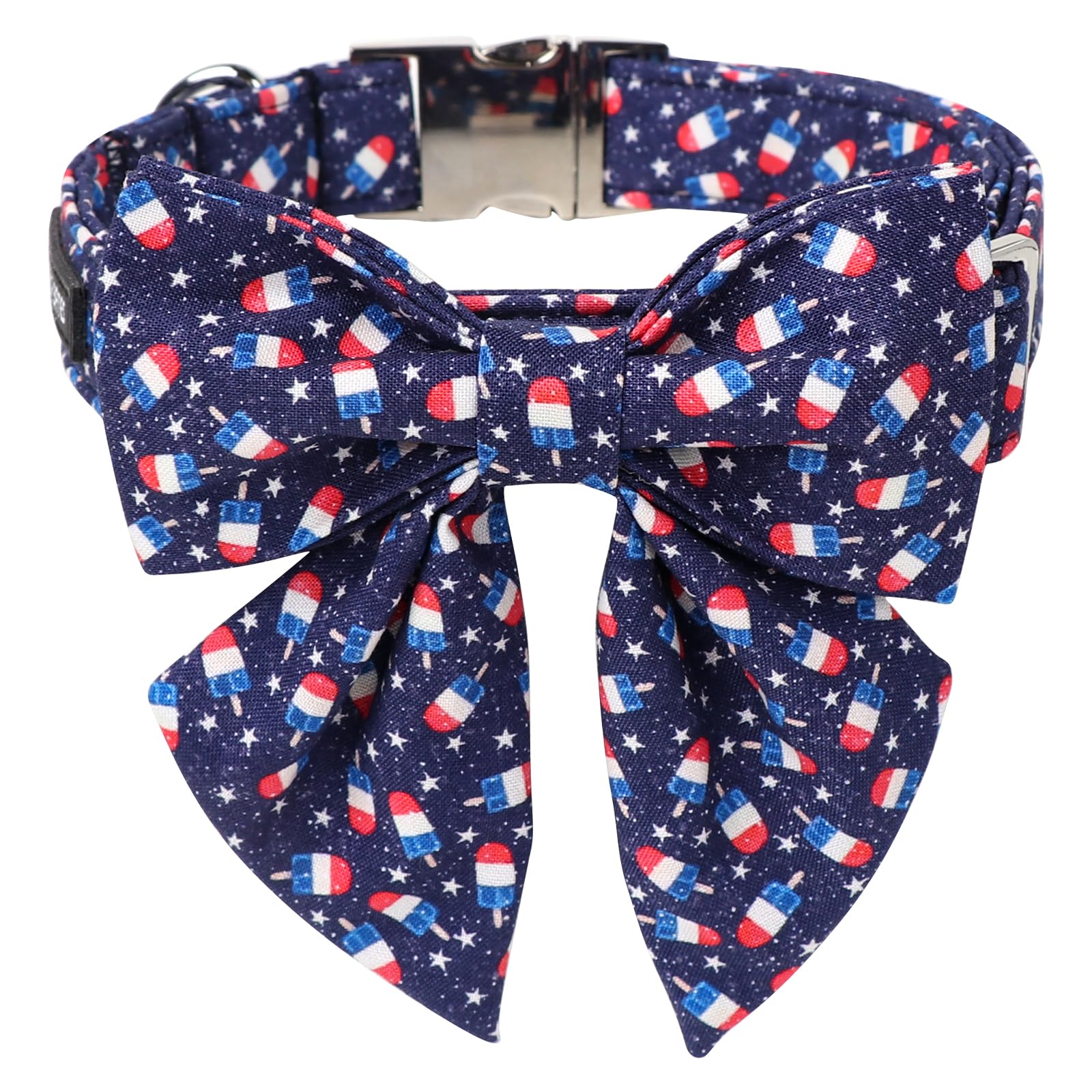 Maca Bates American Flag 4Th Of July Dog Collar With Sailor Bow 4 Of 7 For Dogs Adjustable Durable Icecream Patriotic Usa Collar