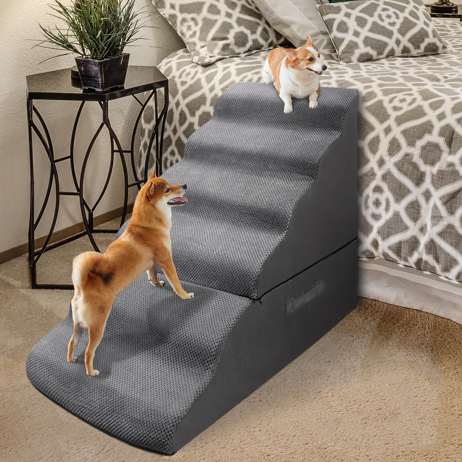 Dog Stairs&Steps For 30 Inches Tall High Bed Up To 30-36 Inch, Pet Dog Ramp Ladder For Small Dogs, Doggie, Old Cats, Kitty, Smal