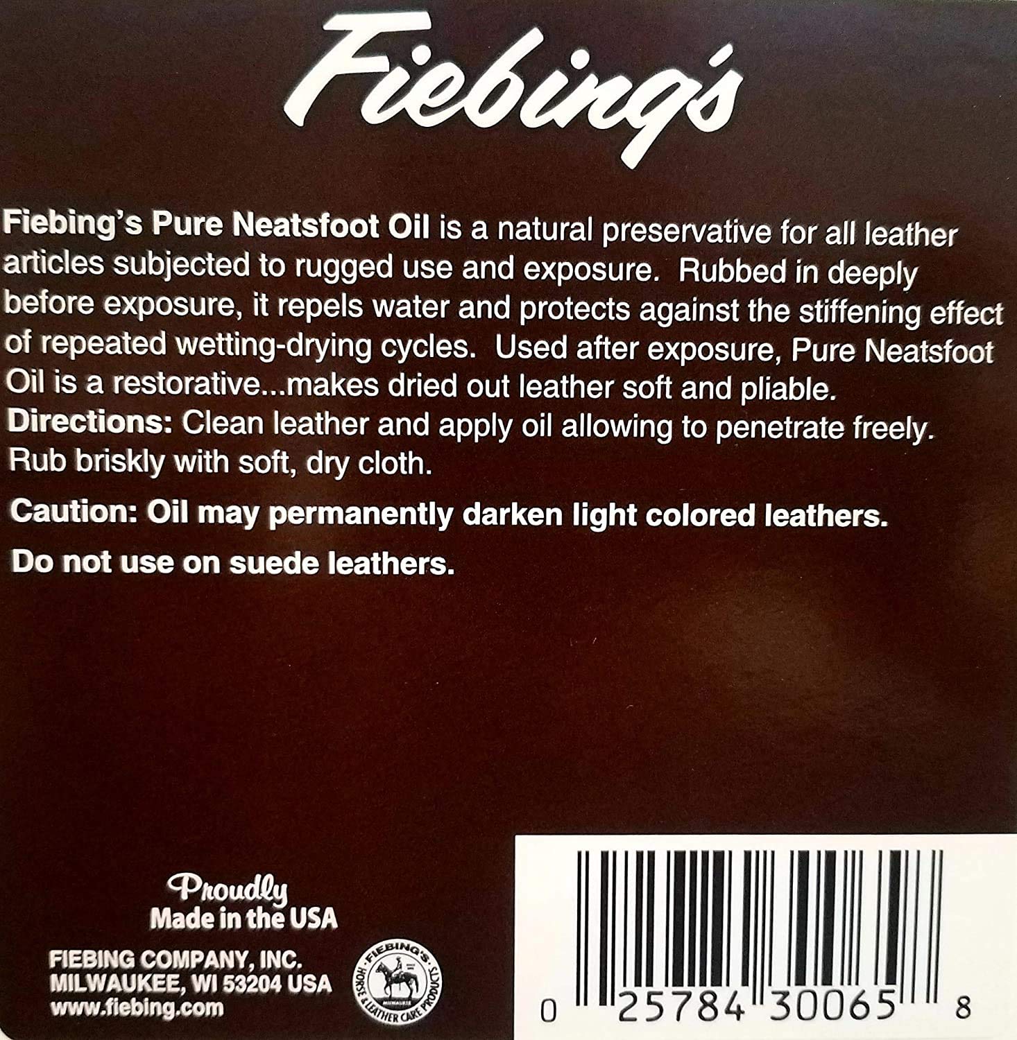 Fiebing'S 100% Pure Neatsfoot Oil 16Oz - Natural Leather Preservative - Great For Boots, Baseball Gloves, Saddles And More