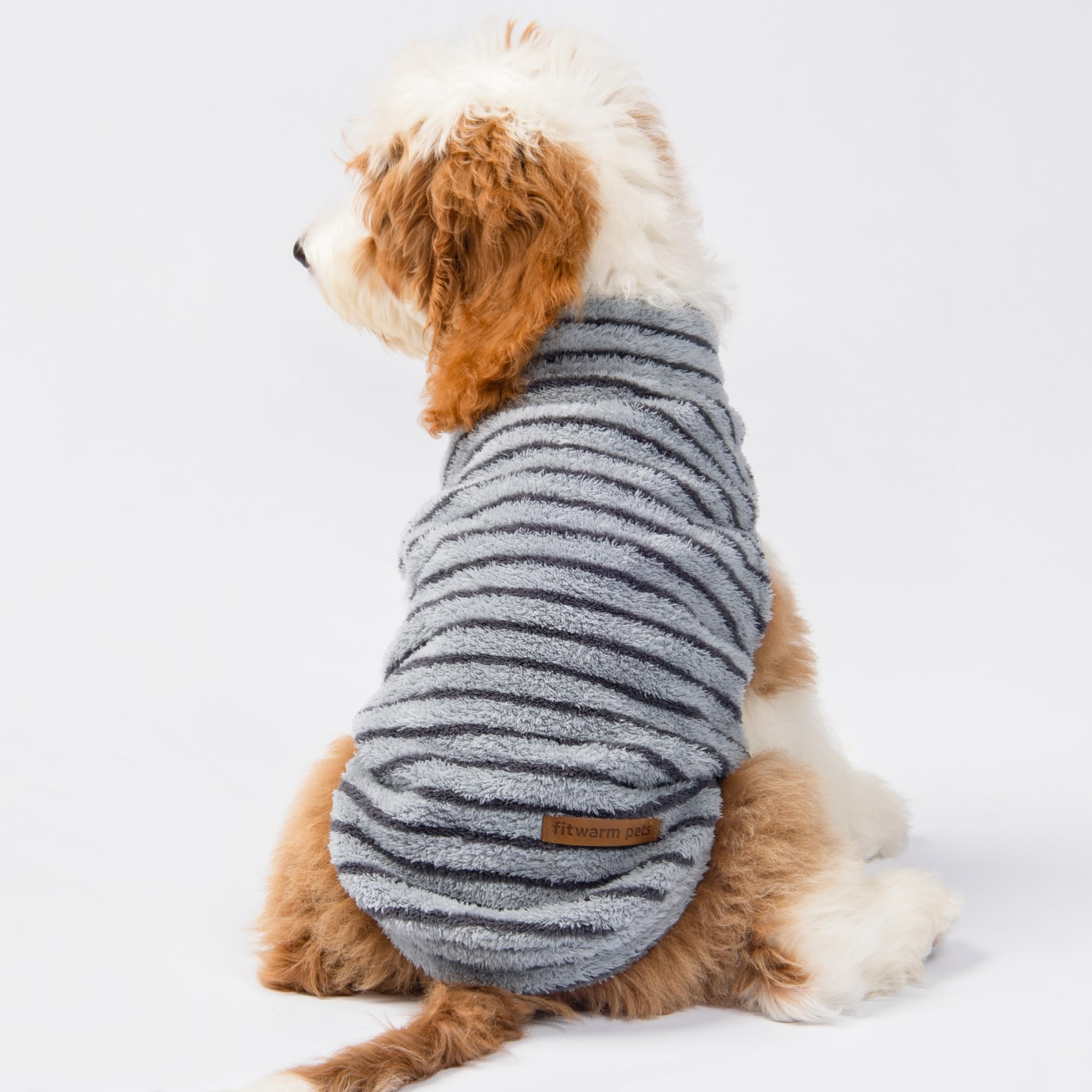 Fitwarm 2 Pack Striped Fleece Dog Sweater, Warm Winter Dog Clothes for Small Dogs Boy Girl, Fuzzy Pet Outfit, Doggy Pullover Jum
