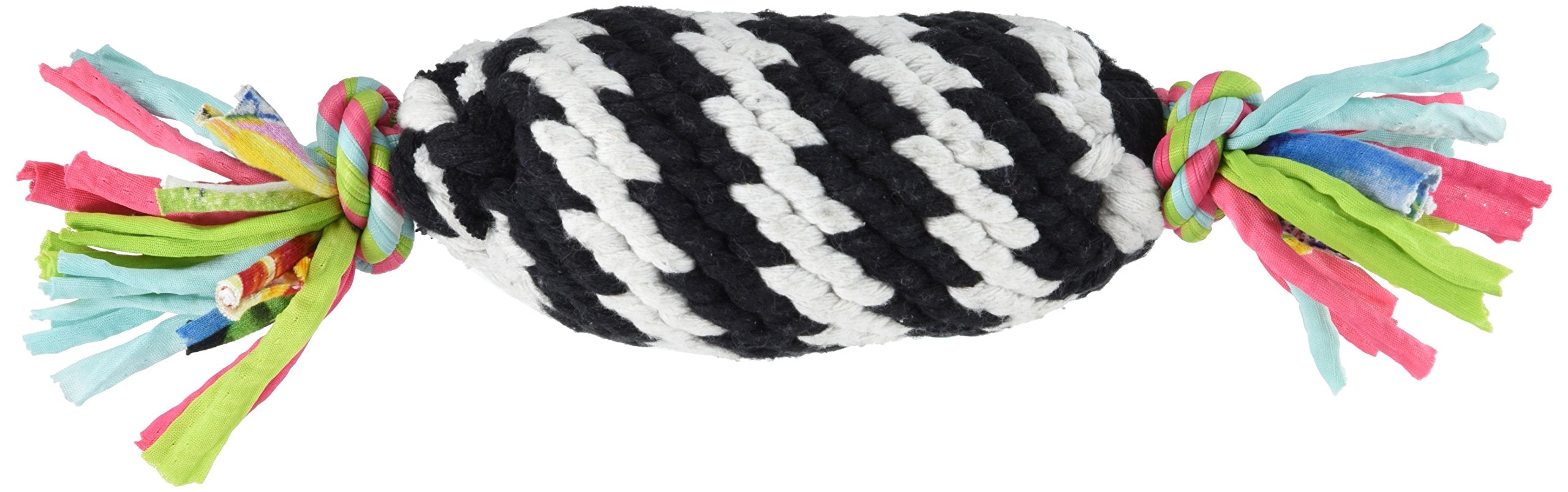 Scoochie Pet Products Super Rope Gummer With Squeaker Dog Toy, Black And White