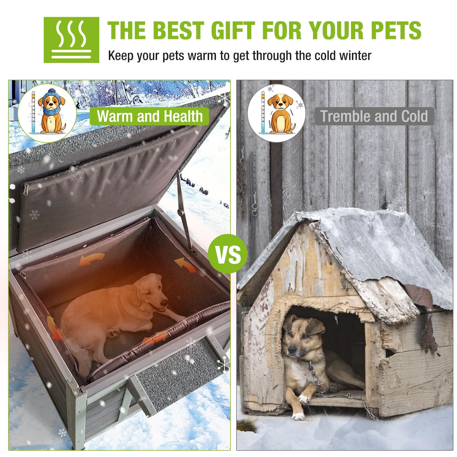 Dog House Insulated For Small Dogs Outdoor Cat House Feral Cat Sheleter With Thermal Liner