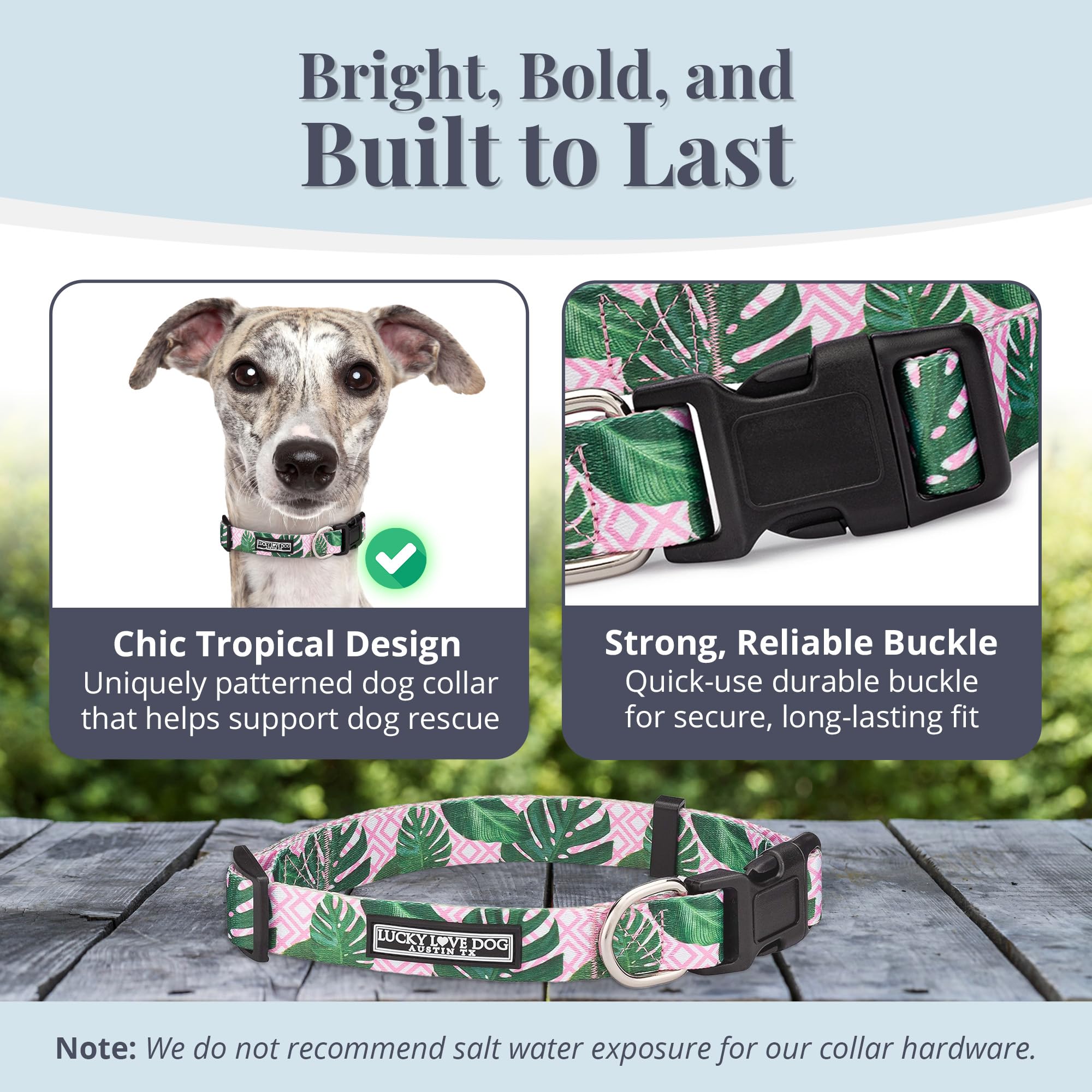 Lucky Love Dog Collars | Girl, Boy Dog Collar For Small Medium Large Dogs - Comfortable, Soft, Cute - Laguna, Medium